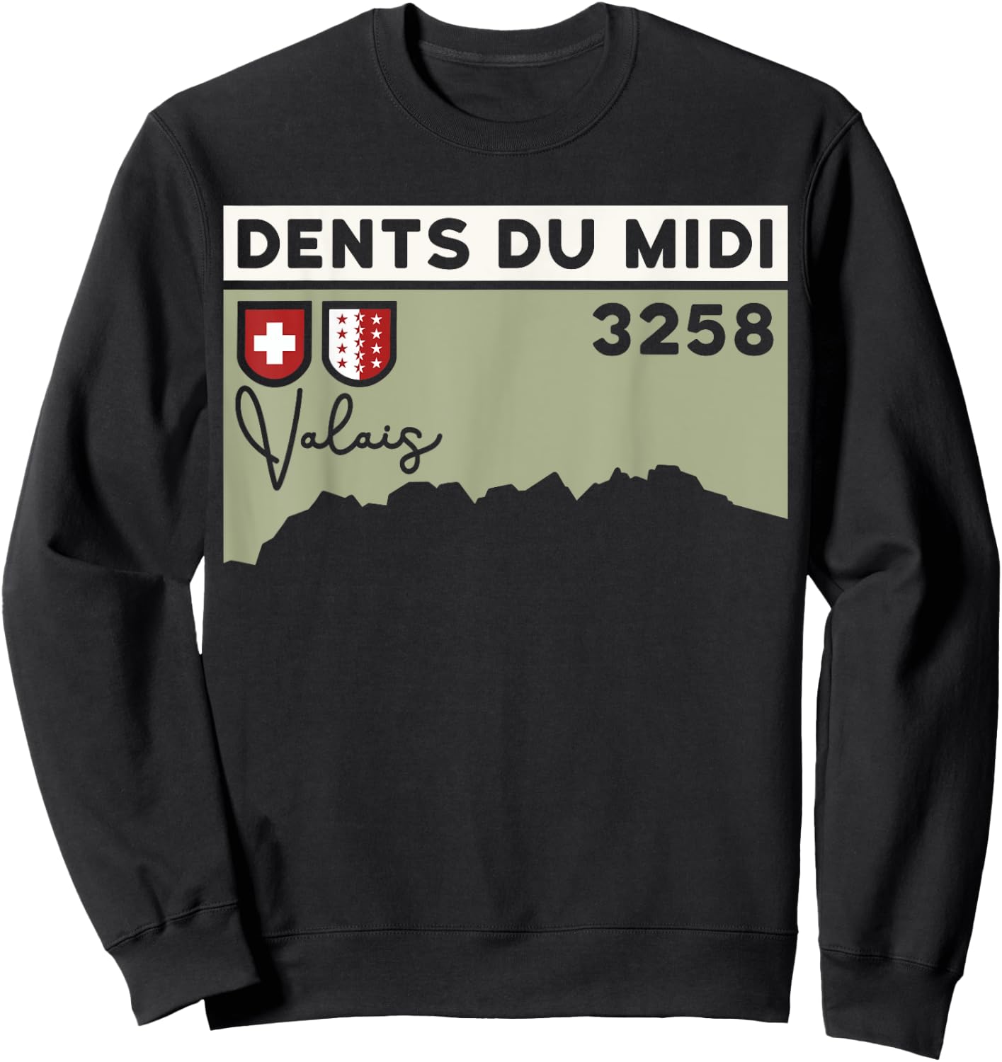Mount Dents du Midi Hike Climbing Valais Swiss Hiking Gifts Sweatshirt - Sweatshirt | Black