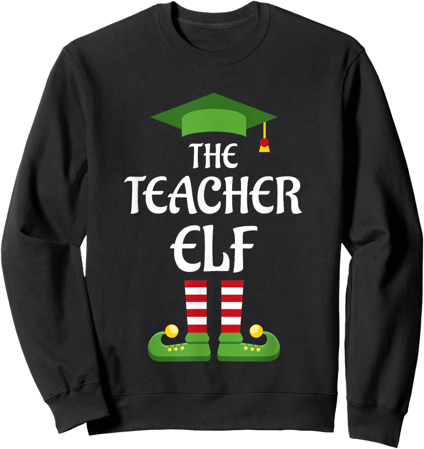 Teacher Elf Family Matching Group Christmas Women Sweatshirt - Sweatshirt | Black