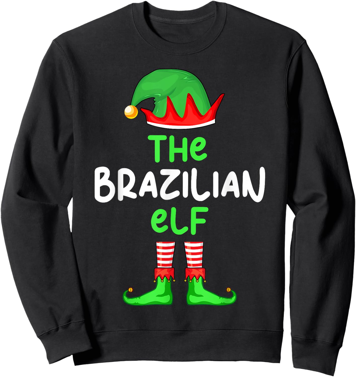I'm The Brazilian Elf Brazil Christmas Funny Pajama Sweatshirt - Sweatshirt | Black