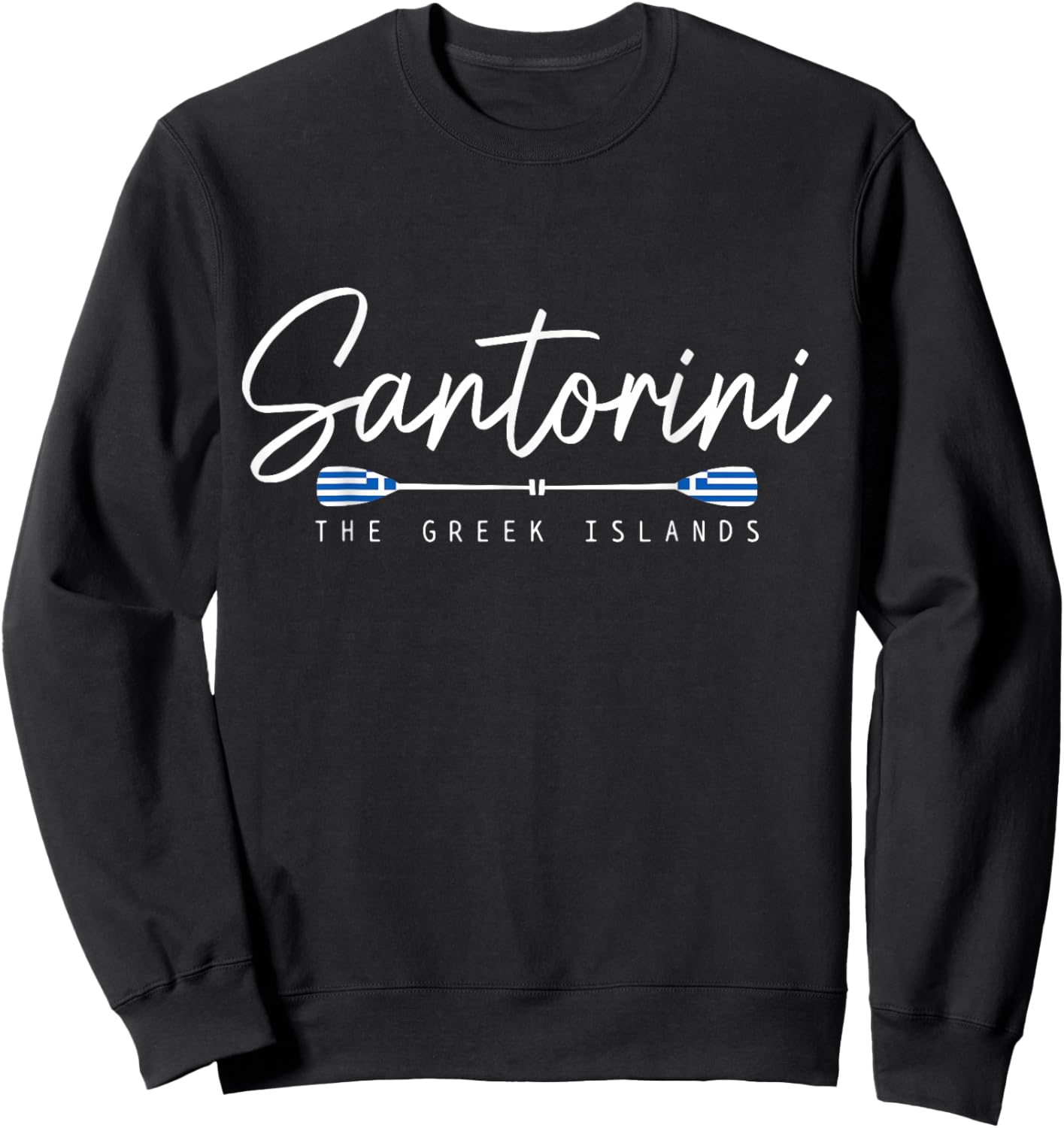 Santorini Greece Greek Flag Holiday Souvenir Sweatshirt - Sweatshirt | Black