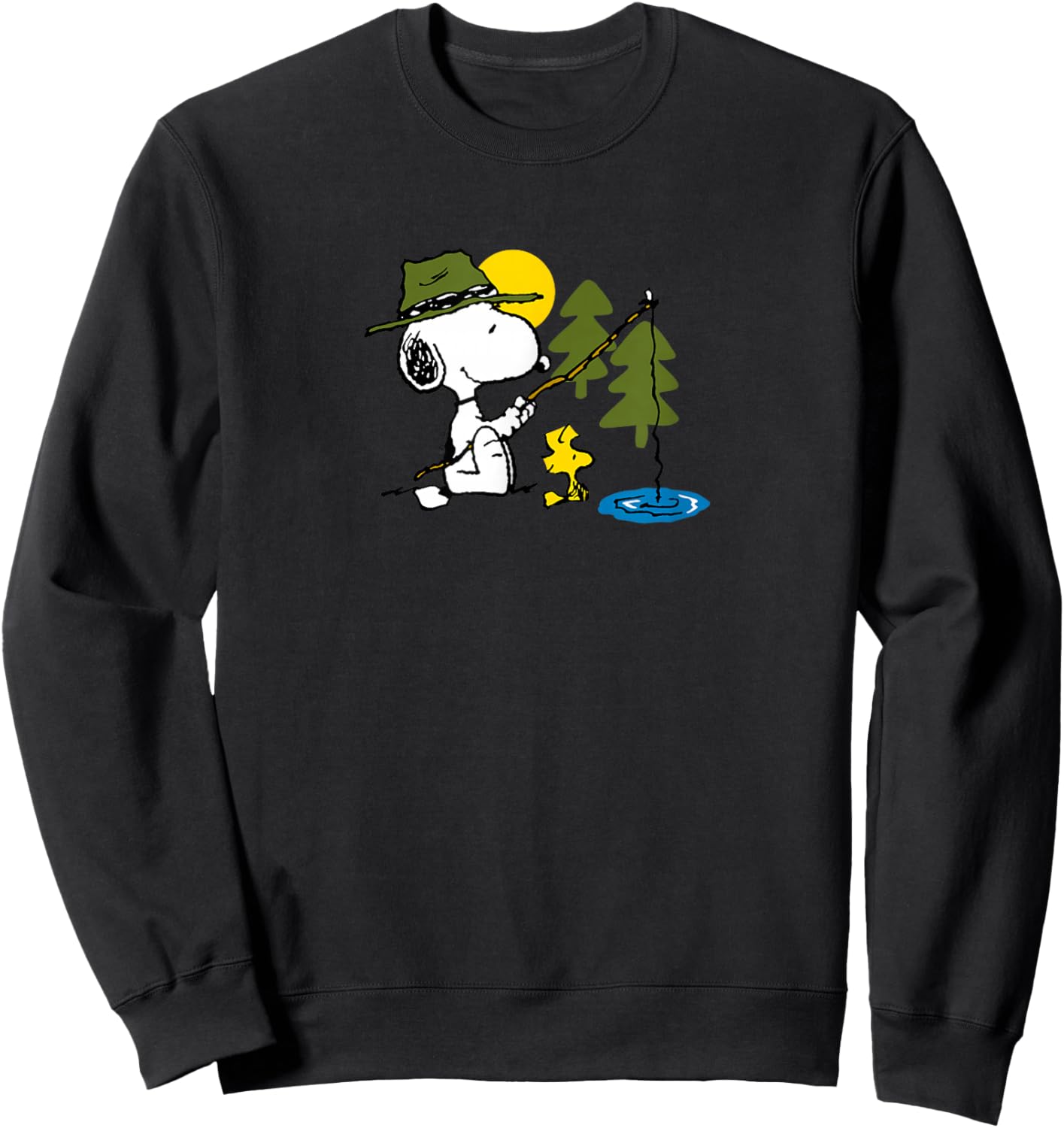 Peanuts - Snoopy Woodstock Fishing Sweatshirt - Sweatshirt | Black