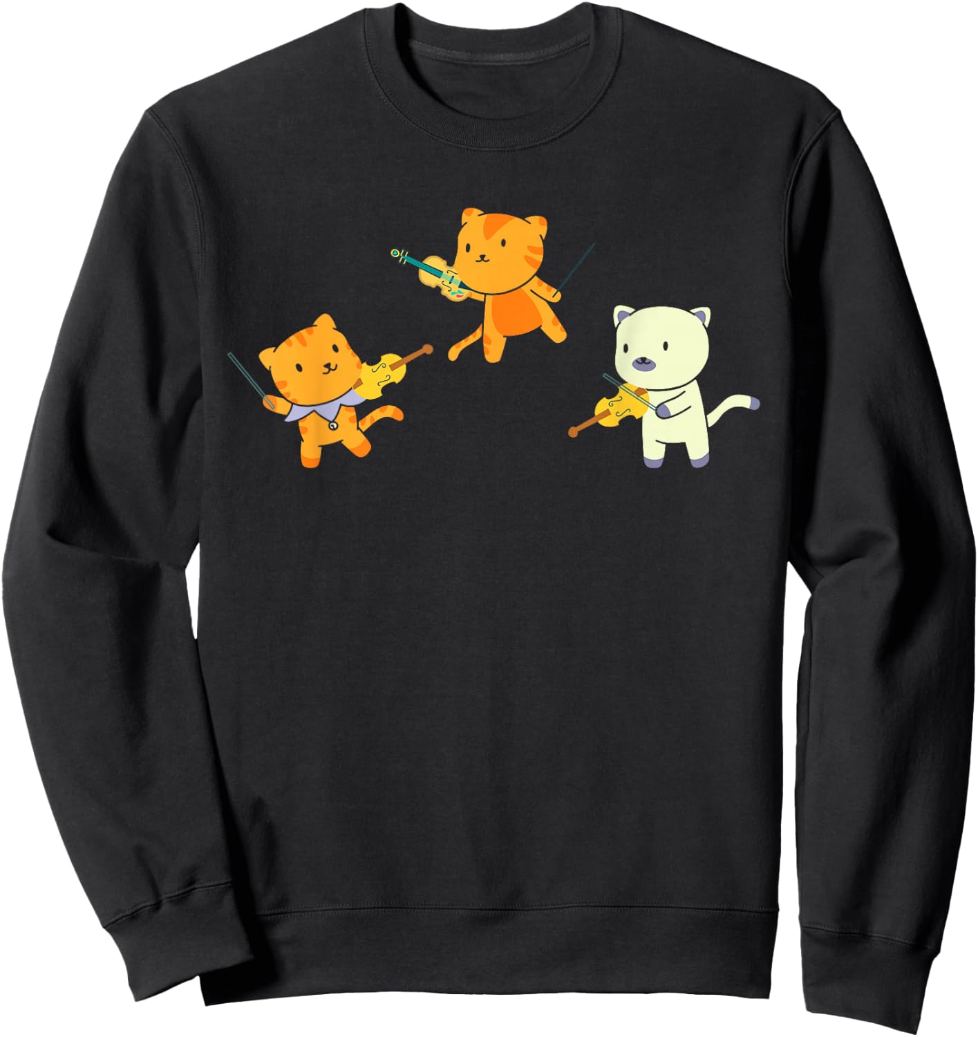 Cat Playing Violin Cello Cat Lover Violinist Cello Player Sweatshirt - Sweatshirt | Black