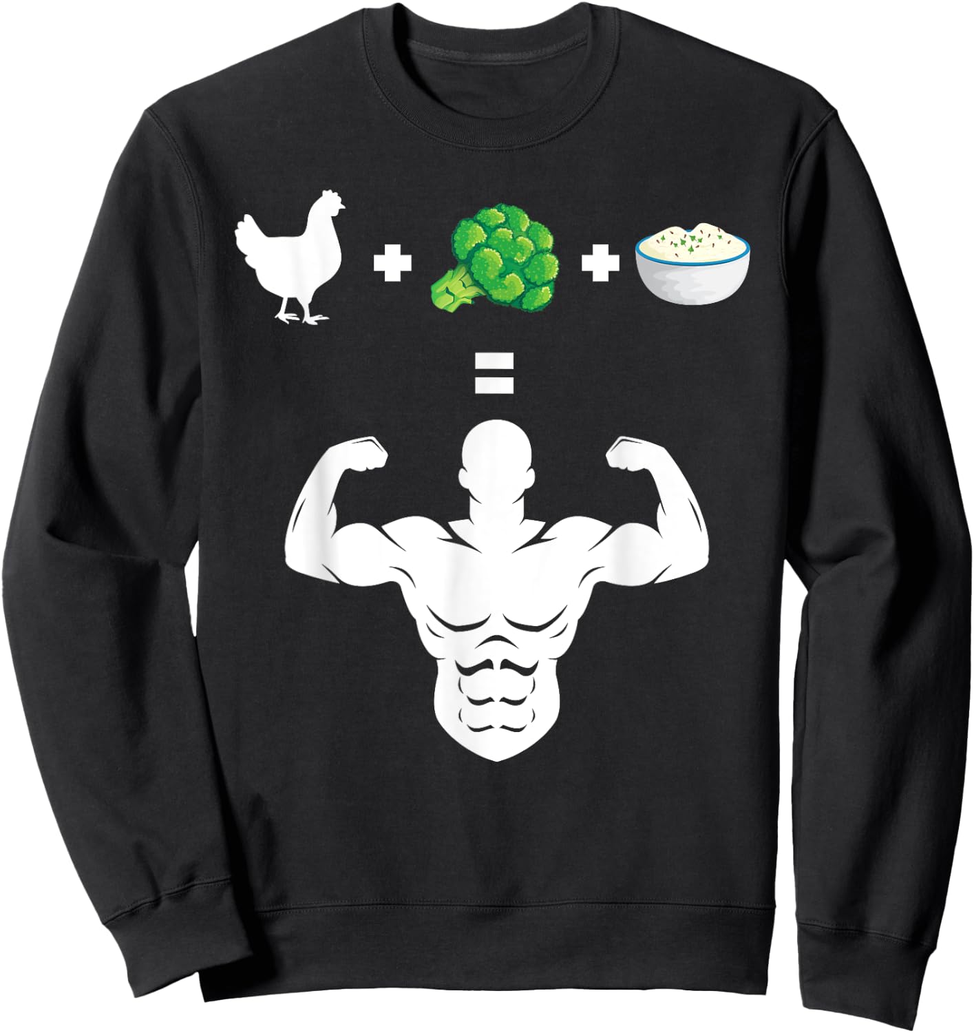 Chicken Broccoli Rice Bodybuilder Fun Broccoli Lover Workout Sweatshirt - Sweatshirt | Black