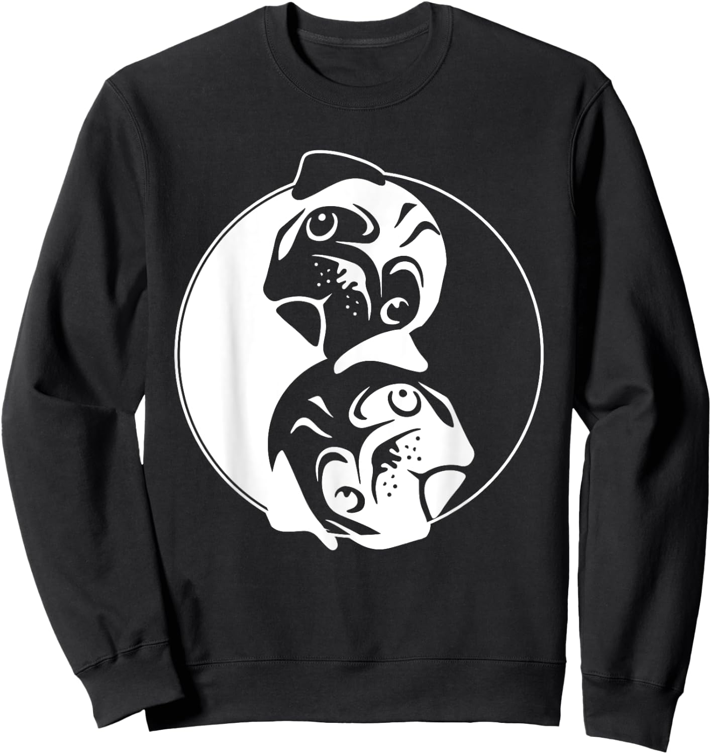 Pug Yin Yang Pugs Owner Dog Breed Animal Lover Pet Fans Men Women Sweatshirt - Sweatshirt | Black