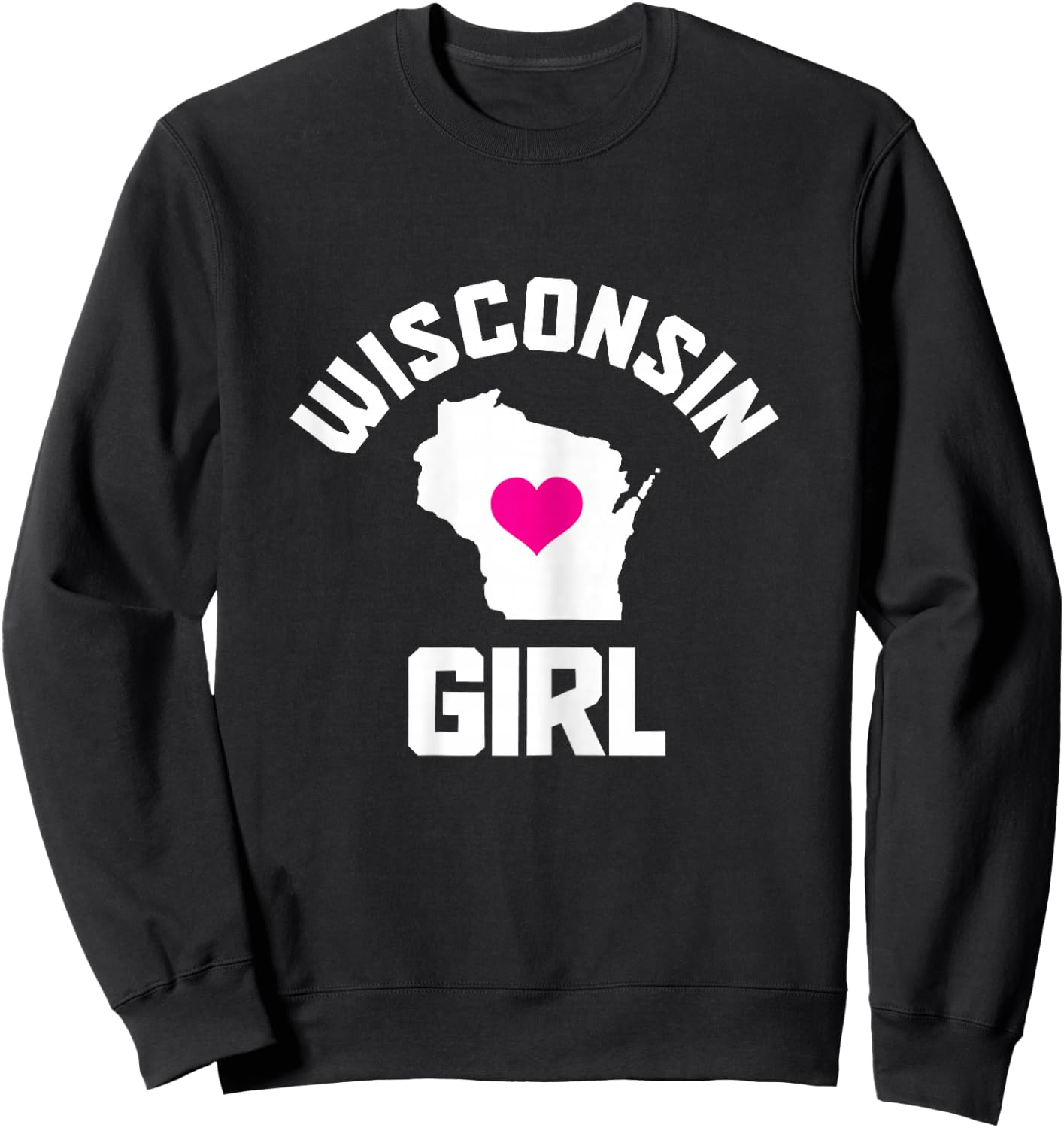 State of Wisconsin Heart Pride Vintage Girls Sweatshirt - Sweatshirt | Black