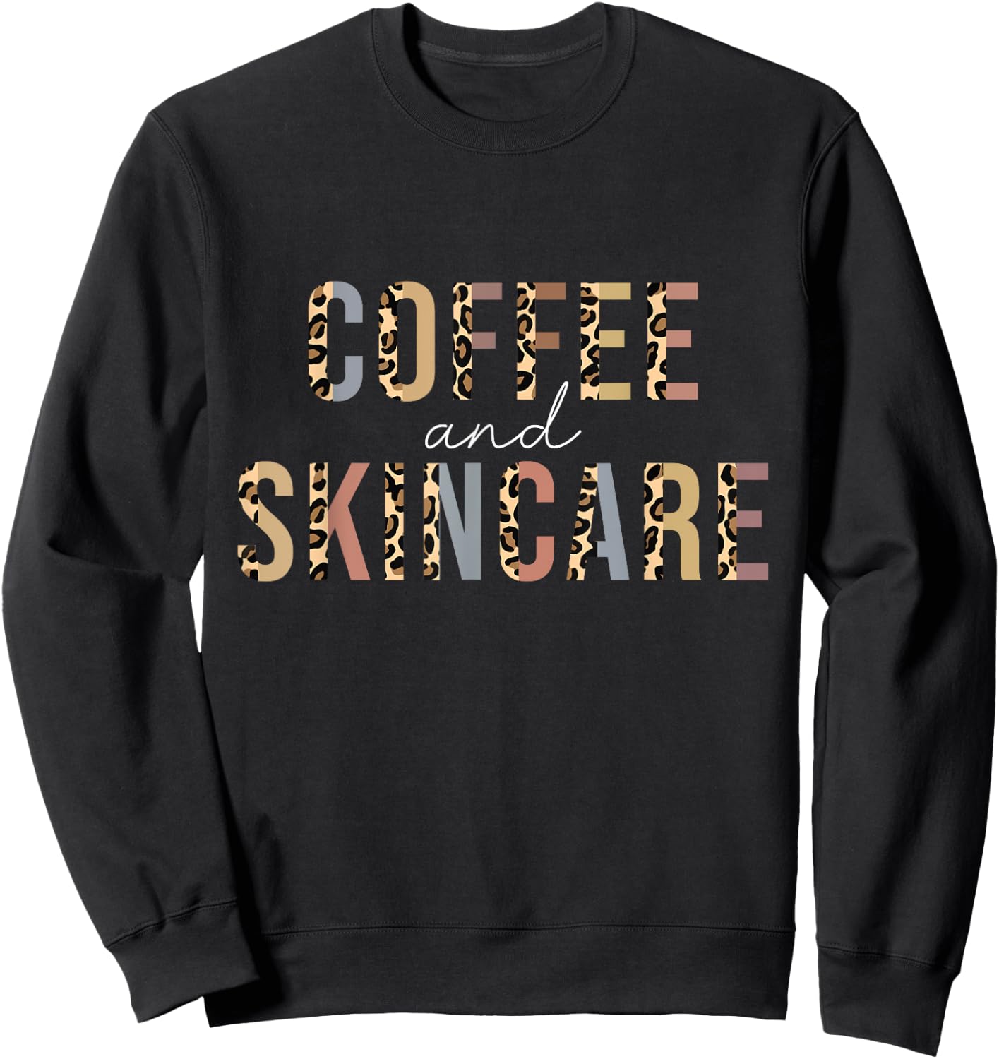 Coffee And Skincare Leopard Esthetician Skincare Sweatshirt - Sweatshirt | Black