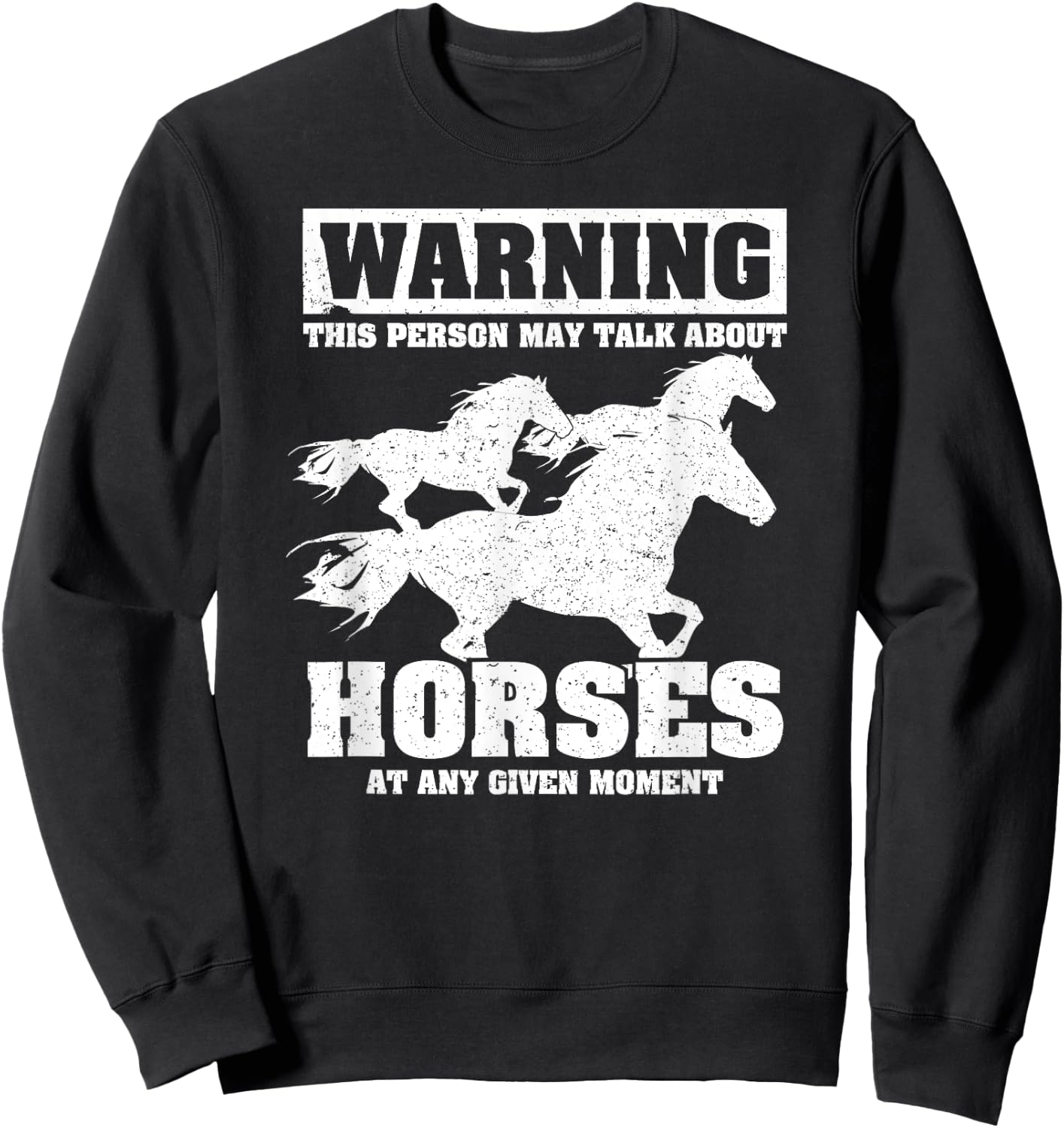 Warning This Person May Talk About Horses AAny Given Moment Sweatshirt - Sweatshirt | Black