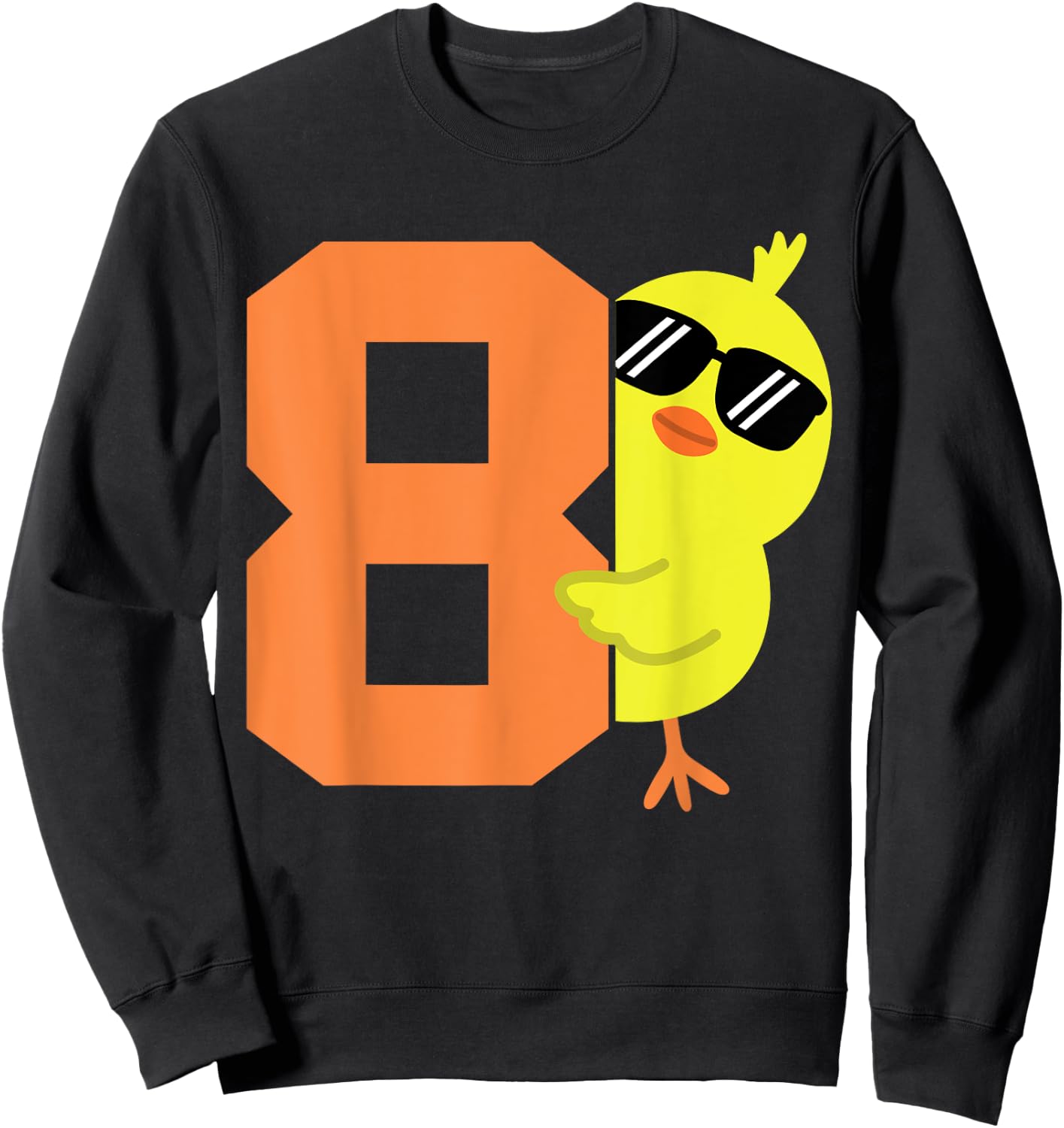 Kids 8th Birthday Chicken Themed Cute 8 Year Old Boys Chick Sweatshirt - Sweatshirt | Black