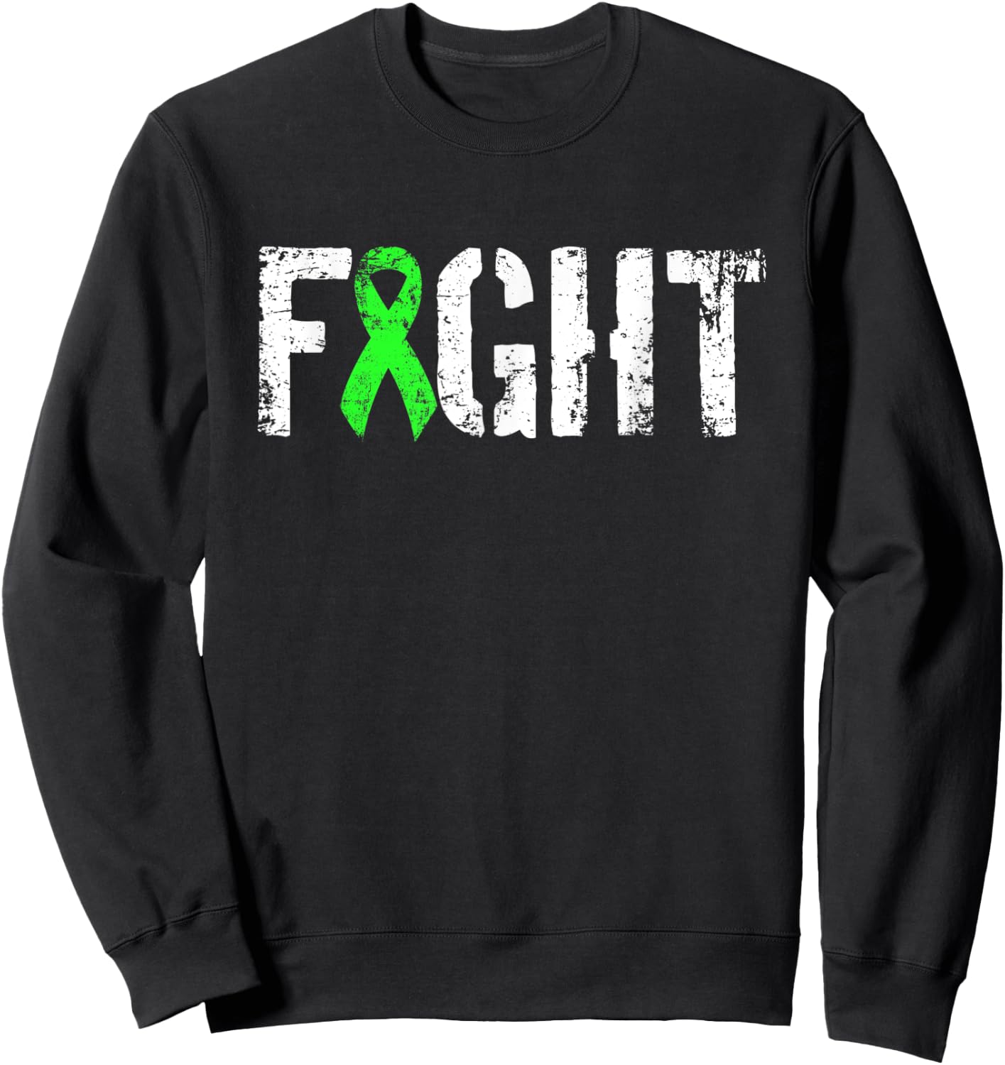Fight Liver Cancer - Military Style Green Awareness Ribbon Sweatshirt - Sweatshirt | Black