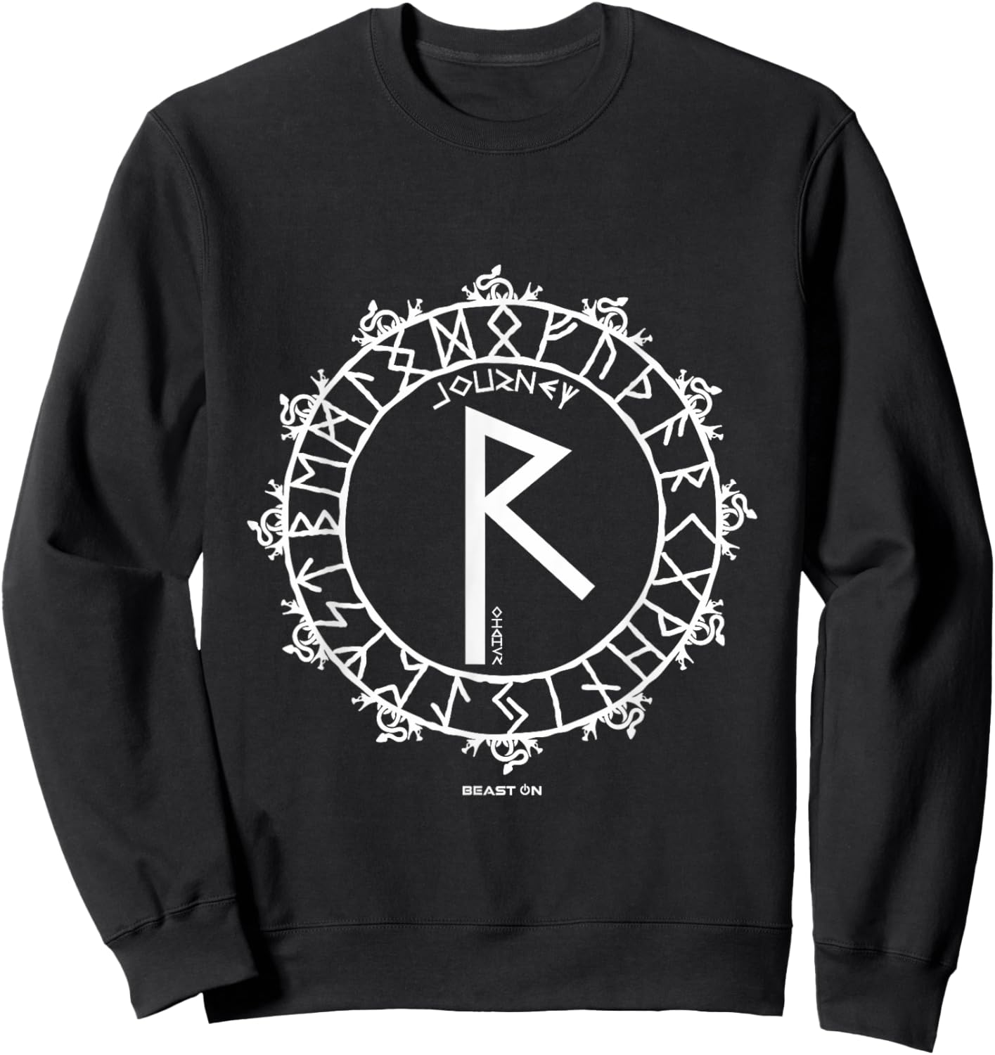 Raidho Nordic Rune Travel Viking Rune Symbol Glyph Sweatshirt - Sweatshirt | Black