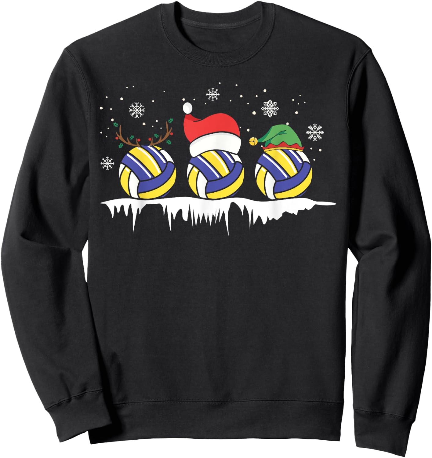 Volleyball Chistmas Santa Elf Reindeer Volleyball Xmas Sweatshirt - Sweatshirt | Black