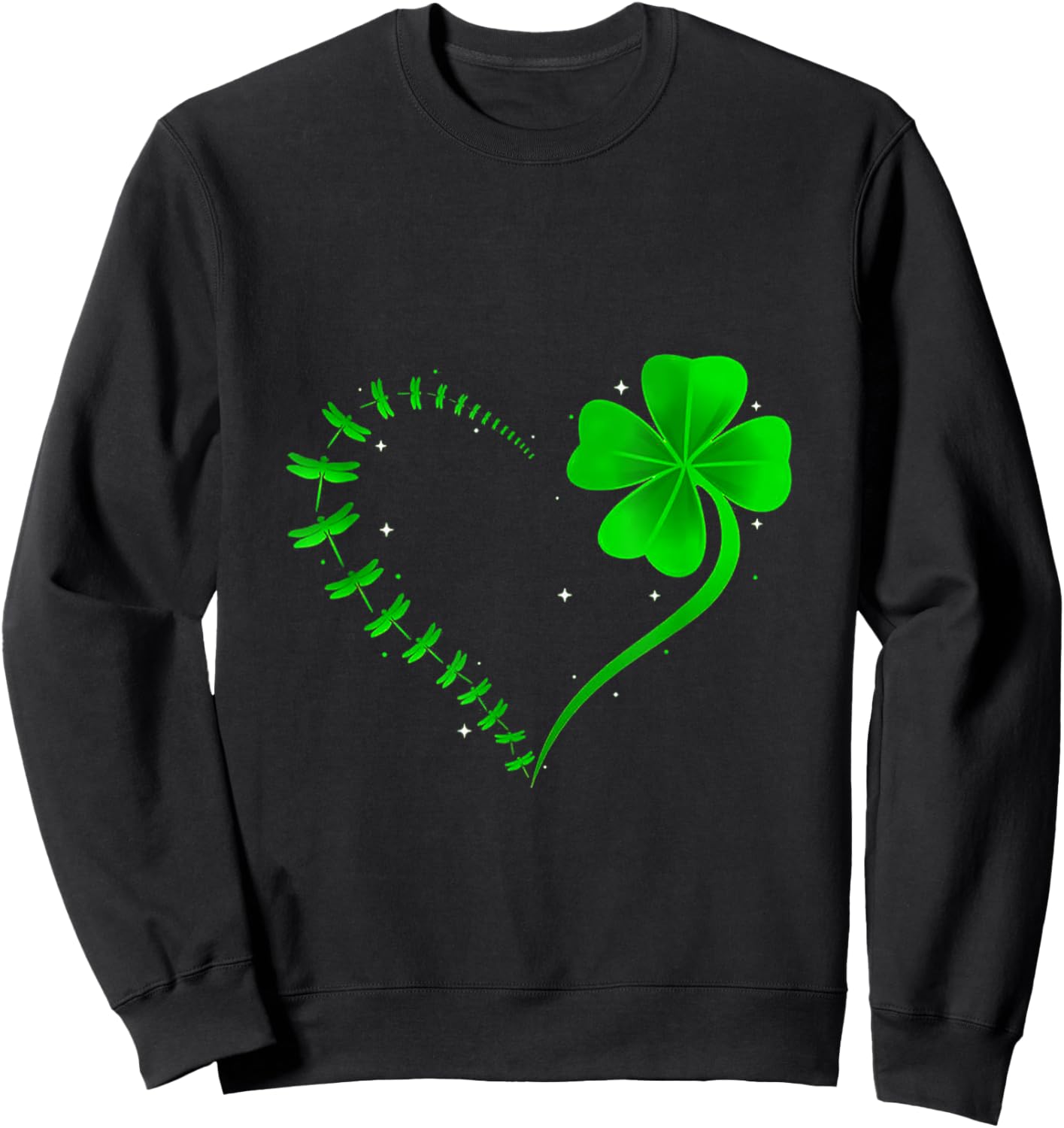 Dragonfly Heart Irish Shamrock Heart Sweatshirt - Sweatshirt | Black