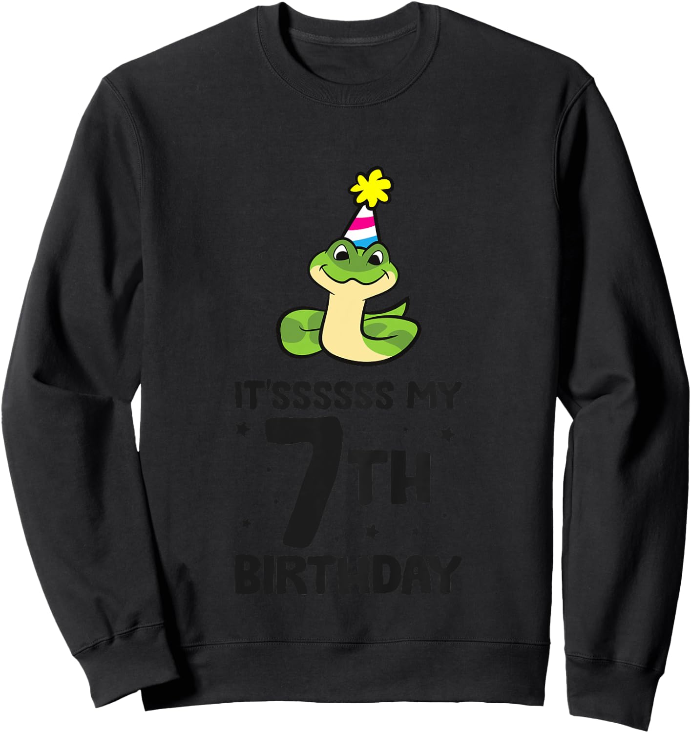 Snake Birthday It's My 7th Birthday Snake Sweatshirt - Sweatshirt | Black