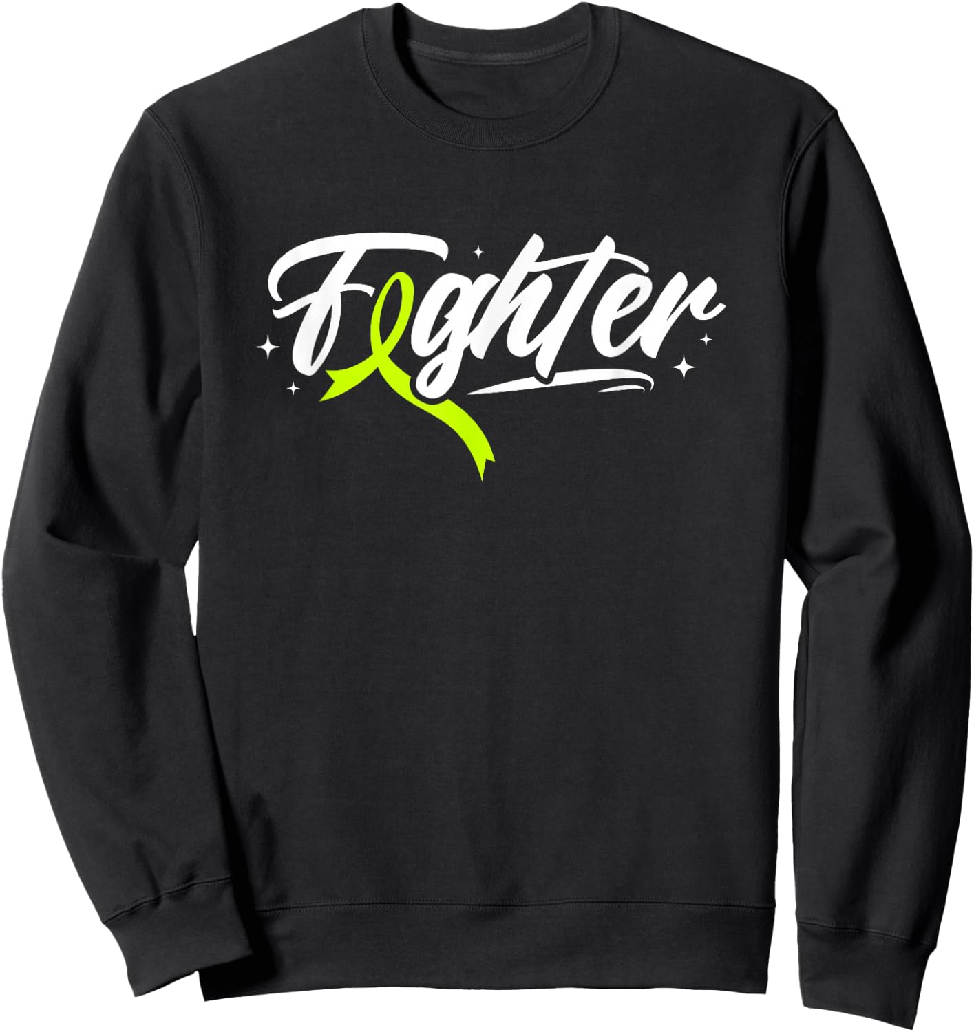 Lymphoma Cancer Fighter Lime Green Ribbon Awareness Month Sweatshirt - Sweatshirt | Black