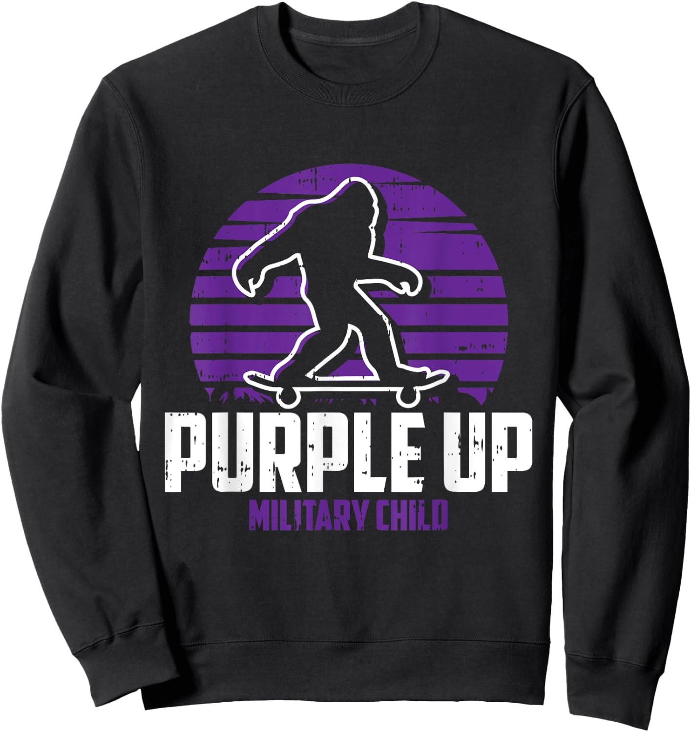 Military Child Boy Girls Toddlers Purple Up Bigfoot Sweatshirt - Sweatshirt | Black