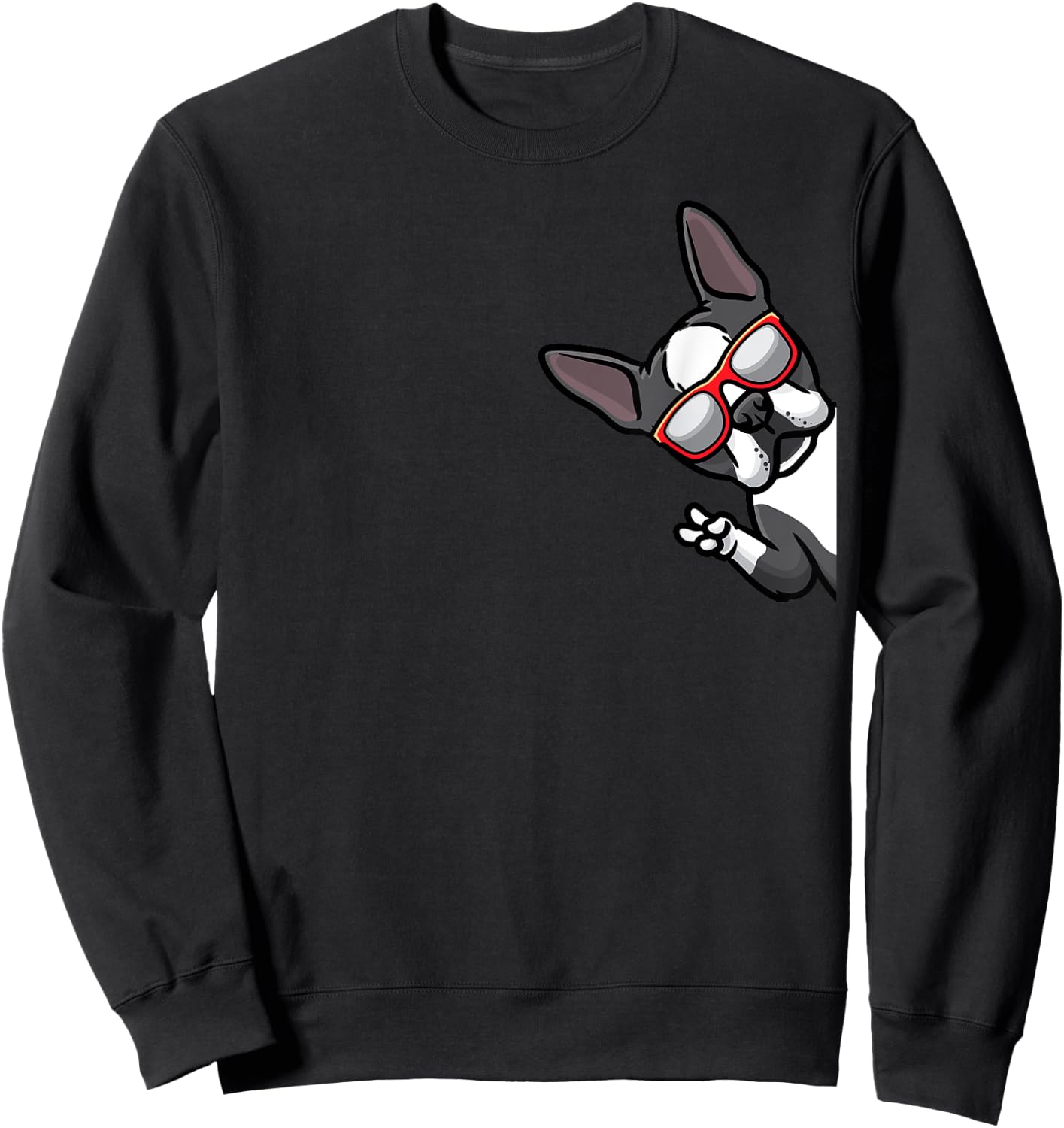 Boston Terrier Dog From Side Boston Bull Sweatshirt - Sweatshirt | Black
