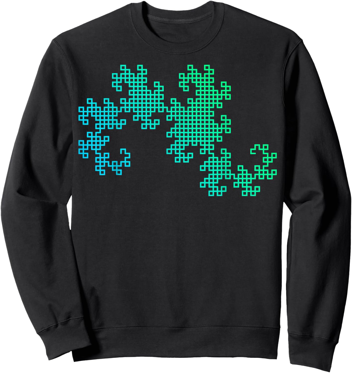 Nerdy Dragon Curve Fractal Geometry Math Teacher Blue Green Women Girls Kids Sweatshirt - Sweatshirt | Black