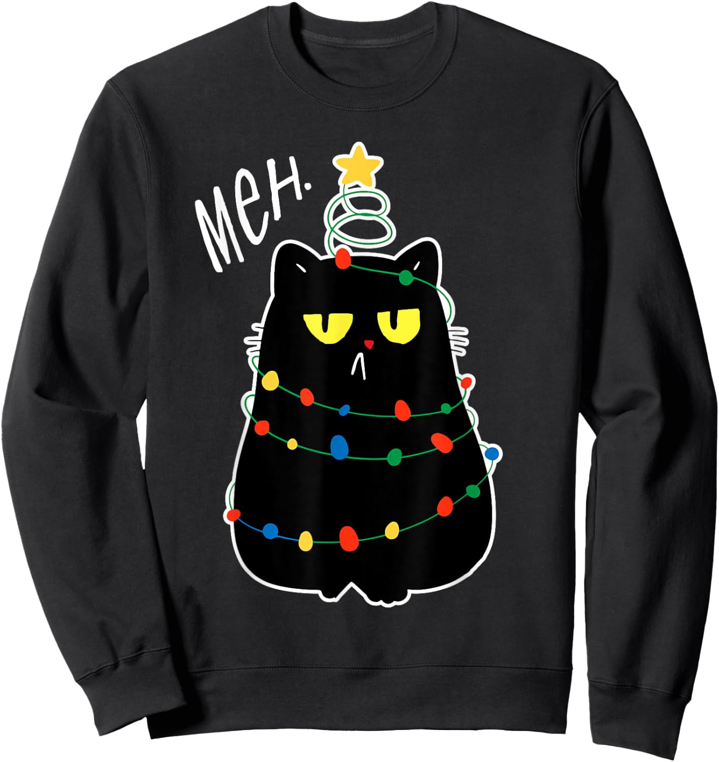 Christmas Meh Cat Kawaii Anime Japanese meow kitty cat lover Men Women Kids Sweatshirt - Sweatshirt | Black