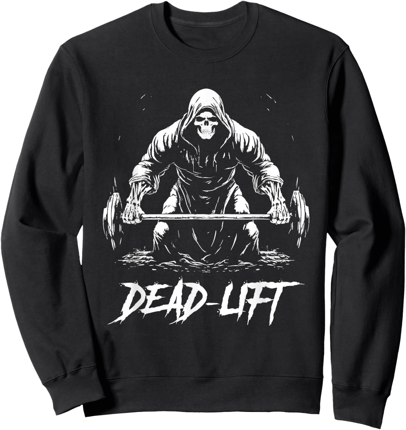 Funny Dead Lift Grim Reaper Halloween Gym Weights Training Sweatshirt - Sweatshirt | Black