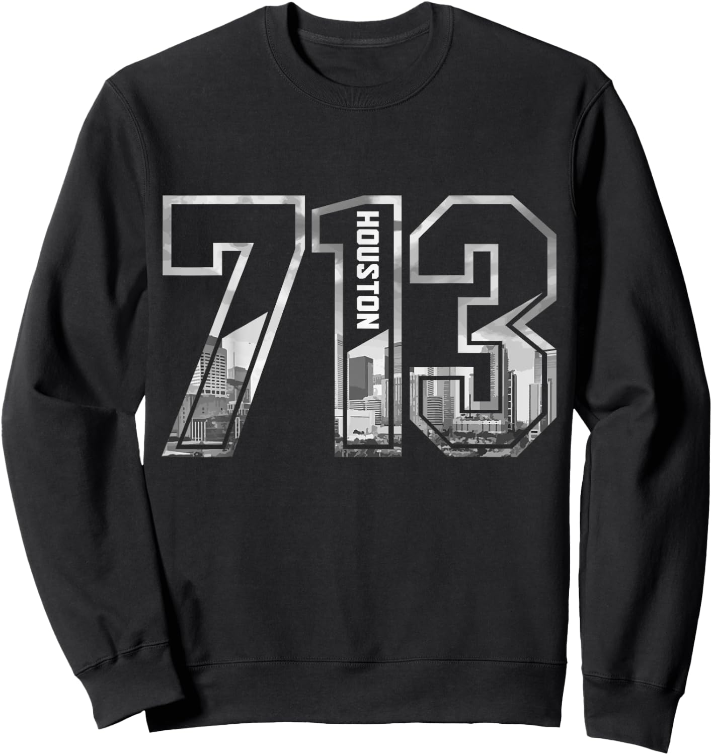Houston Texas 713 Area Code Pride Vintage Sweatshirt - Sweatshirt | Black