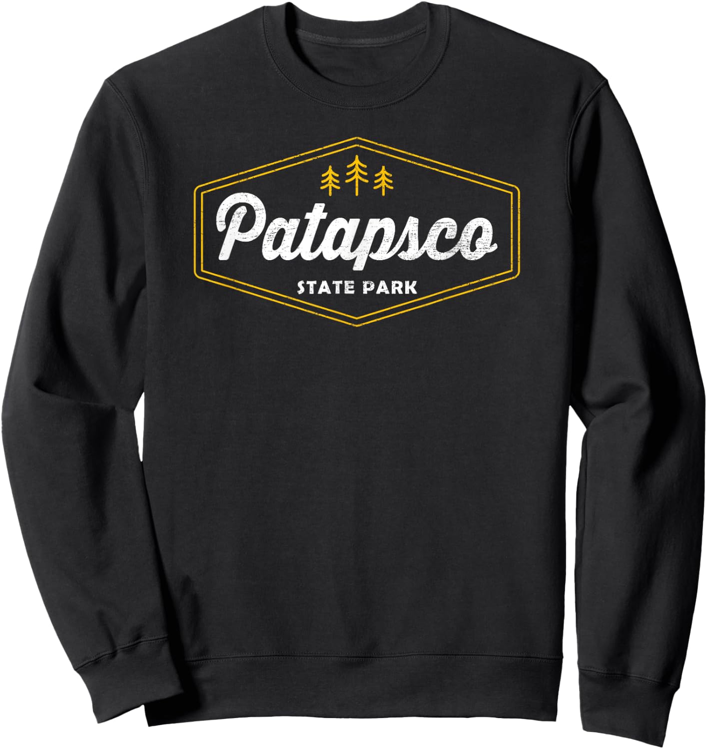 Patapsco State Park Retro Hexagon Badge Camping Hiking Sweatshirt - Sweatshirt | Black