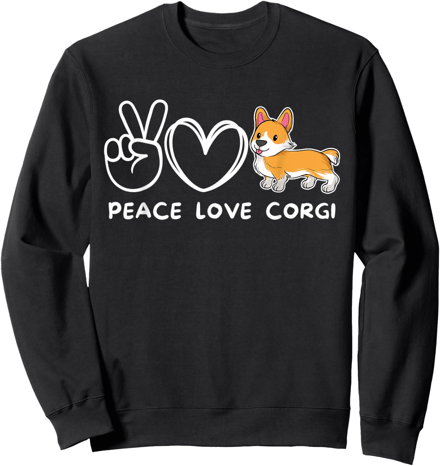 Peace, Love Corgi Retro Corgi Dog Lover Women Kids Sweatshirt - Sweatshirt | Black