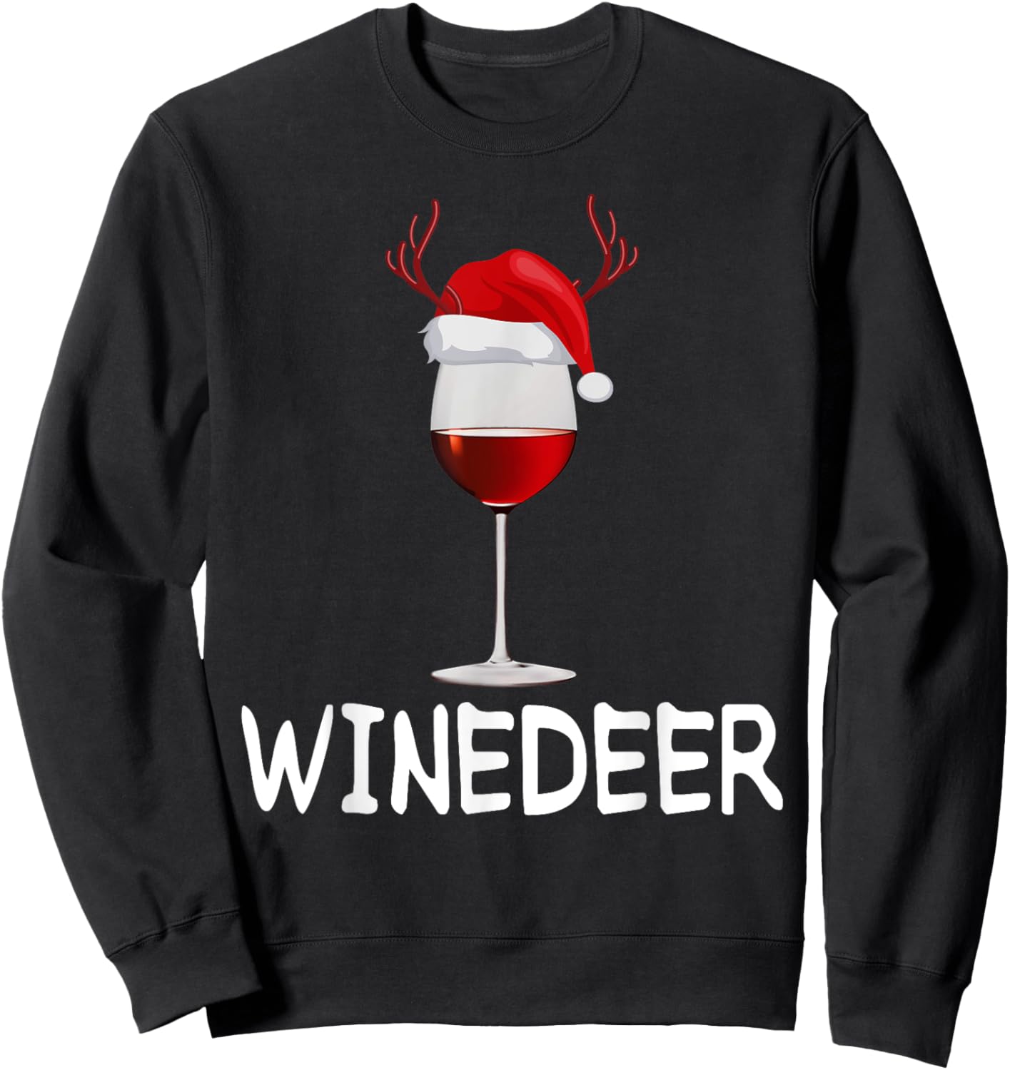 WineDeer ReinBeer Funny Wine Beer Christmas Couples Matching Sweatshirt - Sweatshirt | Black