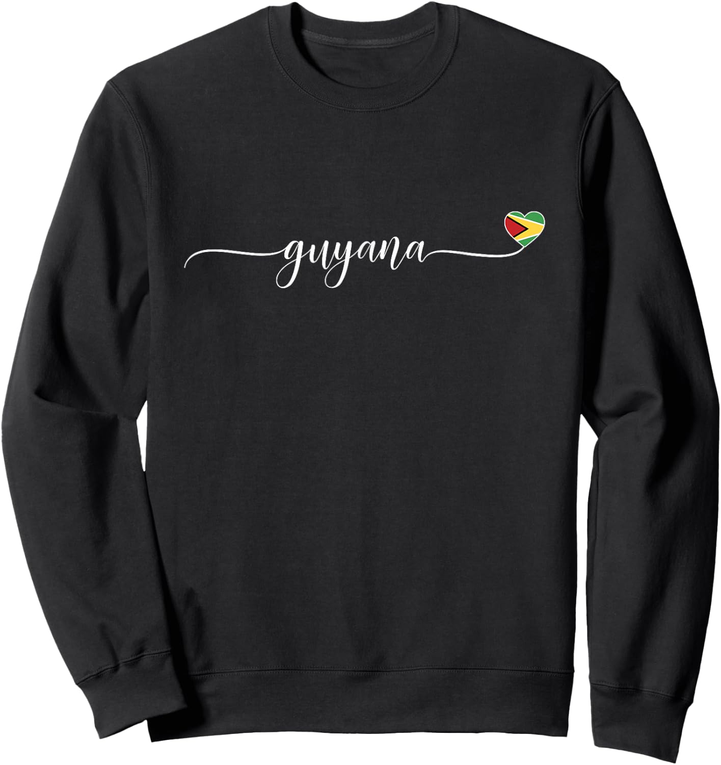 Guyana Flag Love Guyana Heart Sweatshirt - Sweatshirt | Black