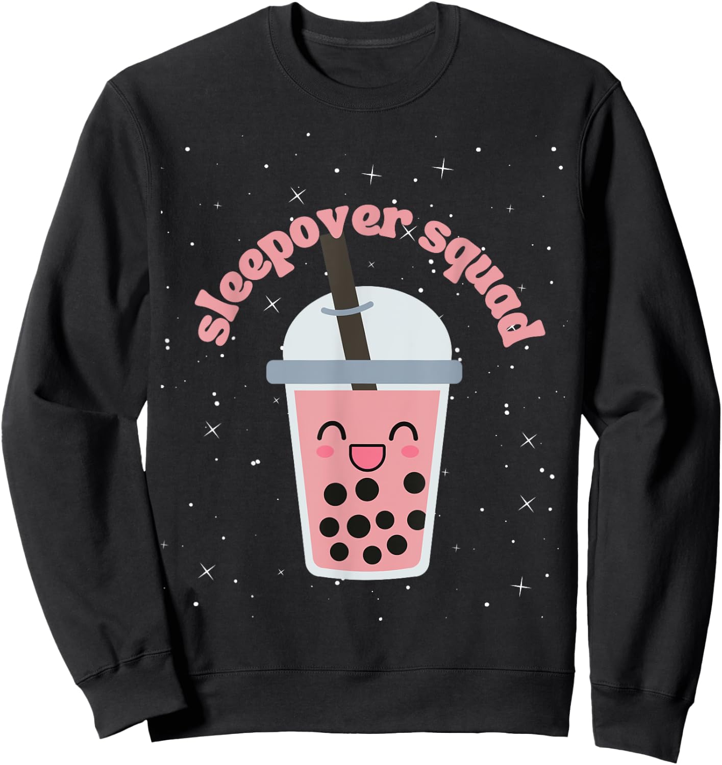 Slumber Party Squad Boba Bubble Tea Sleepover Kit Spa Party Sweatshirt - Sweatshirt | Black