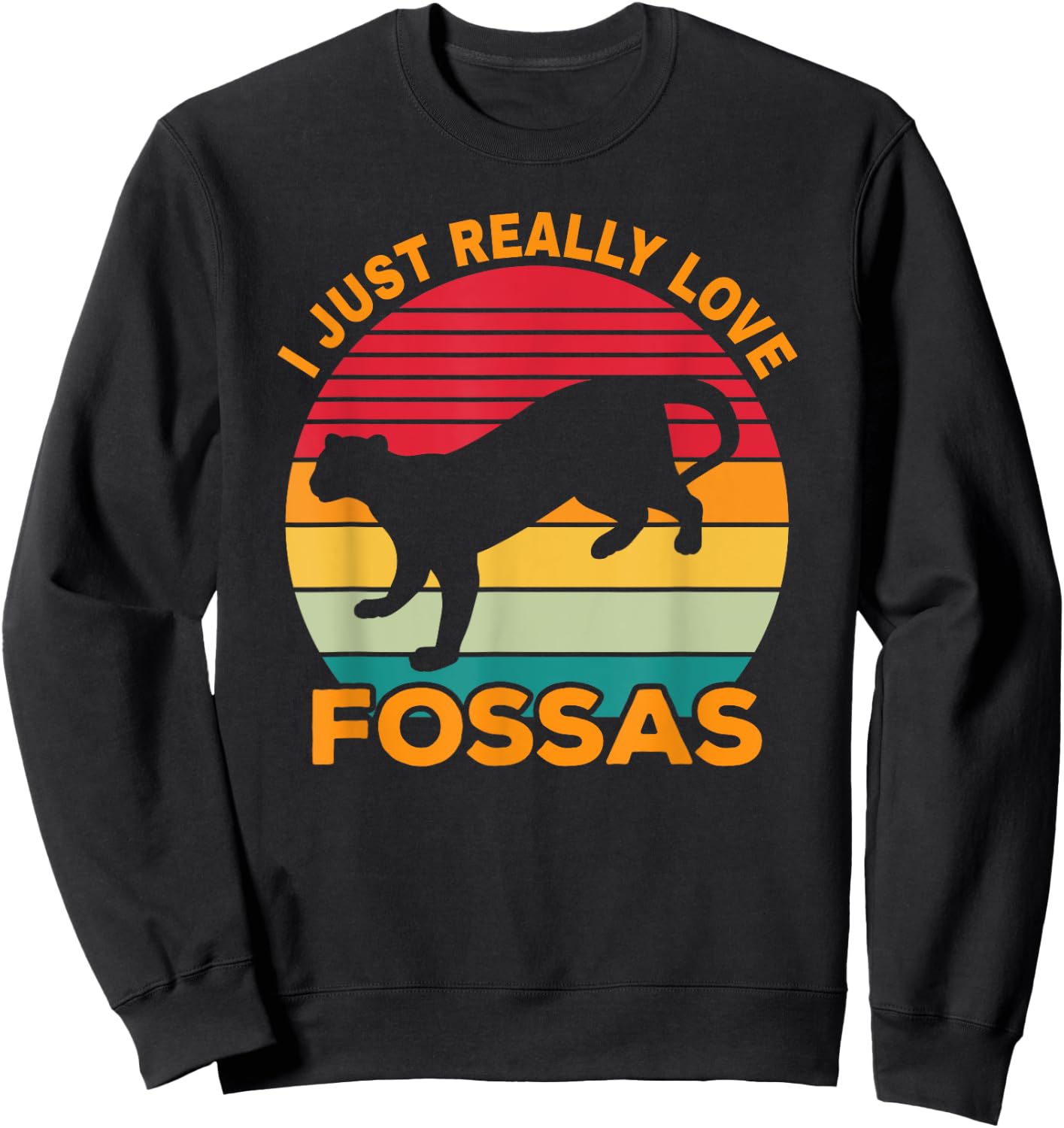 Fossa Retro Vintage | Cute Carnivore Saying | Madagascar Cat Men Women Sweatshirt - Sweatshirt | Black