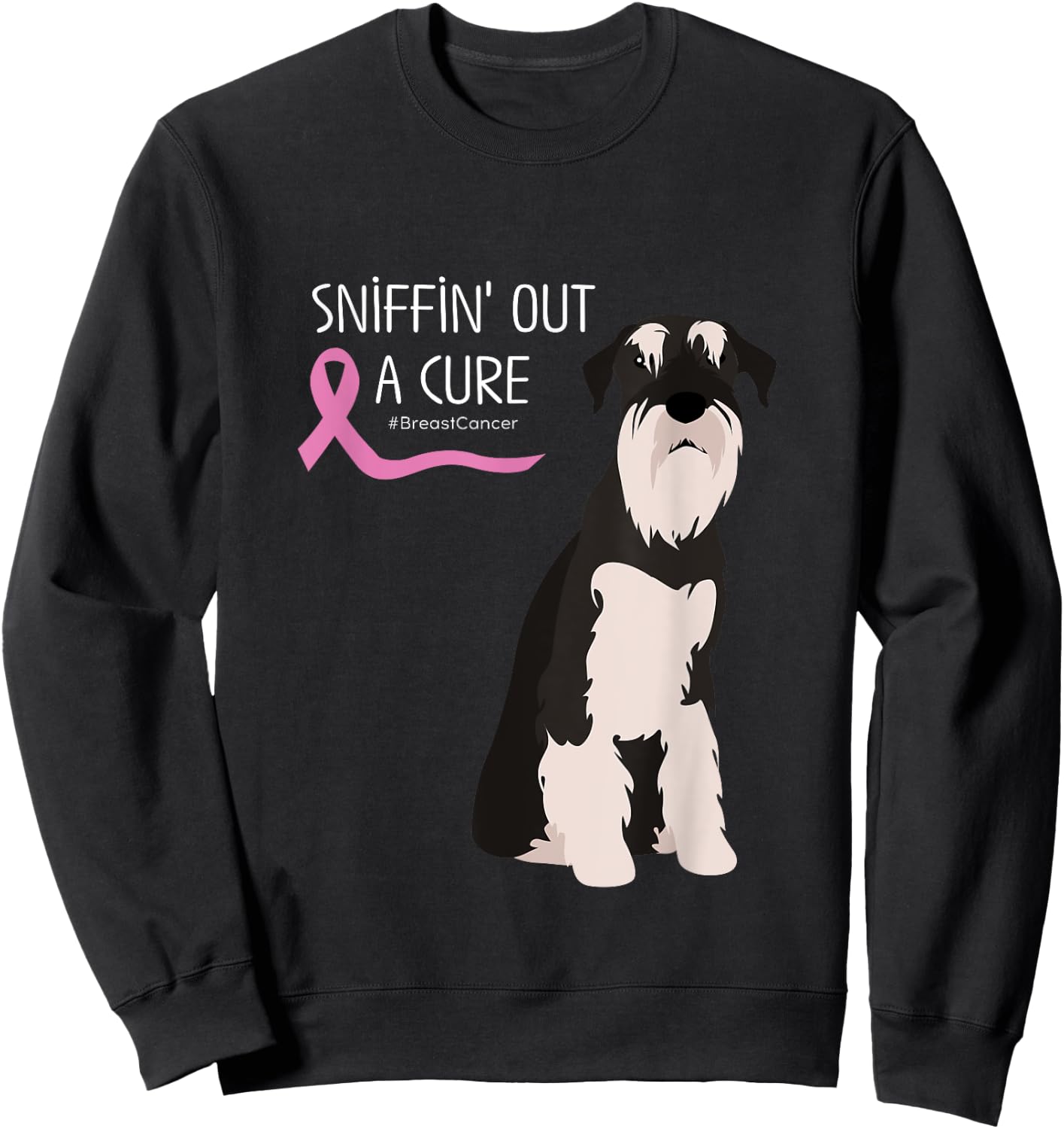 Schnauzer Dog Lover Breast Cancer Awareness Sweatshirt - Sweatshirt | Black