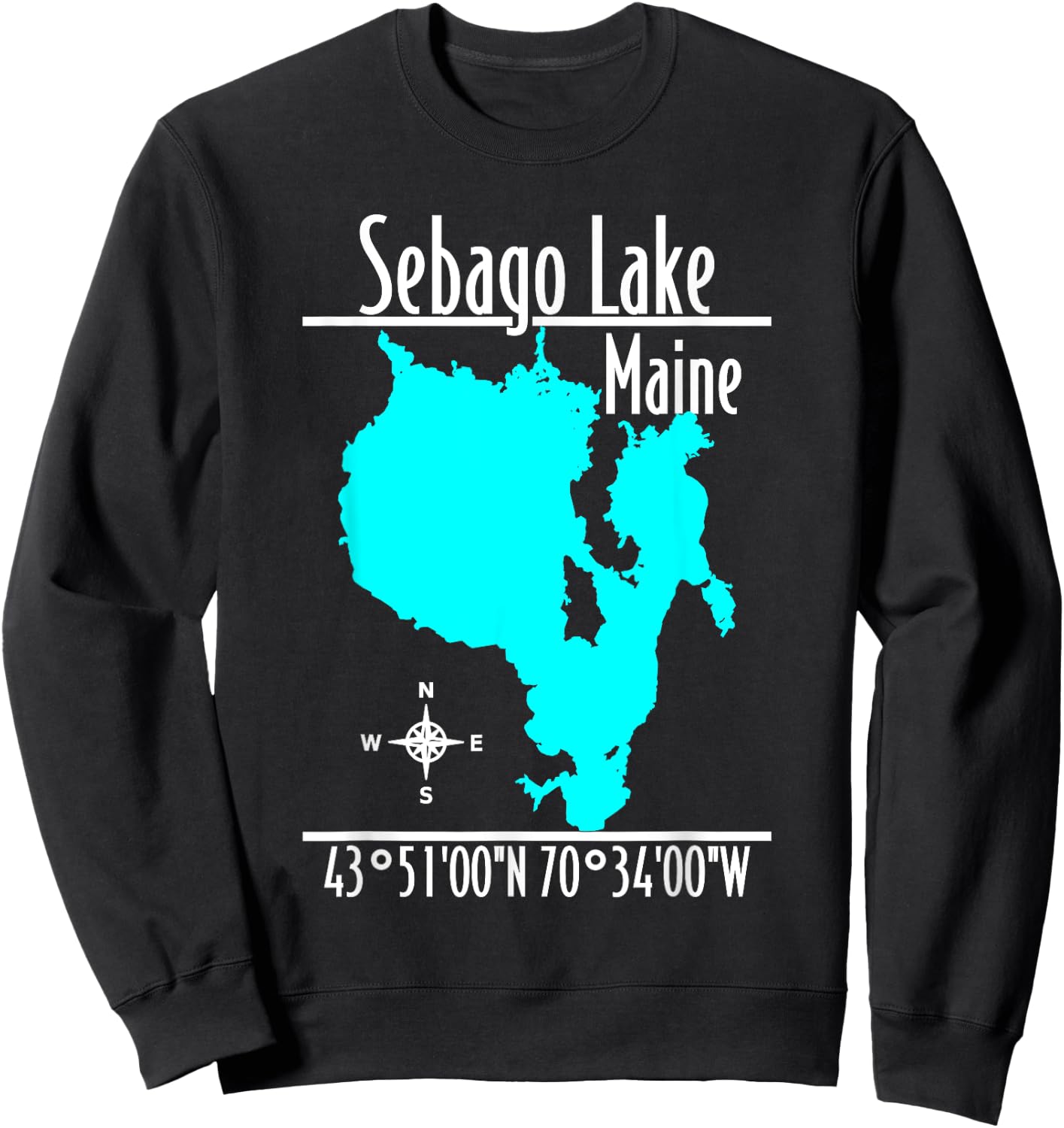 Modern Sebago Lake, Maine Sweatshirt - Sweatshirt | Black