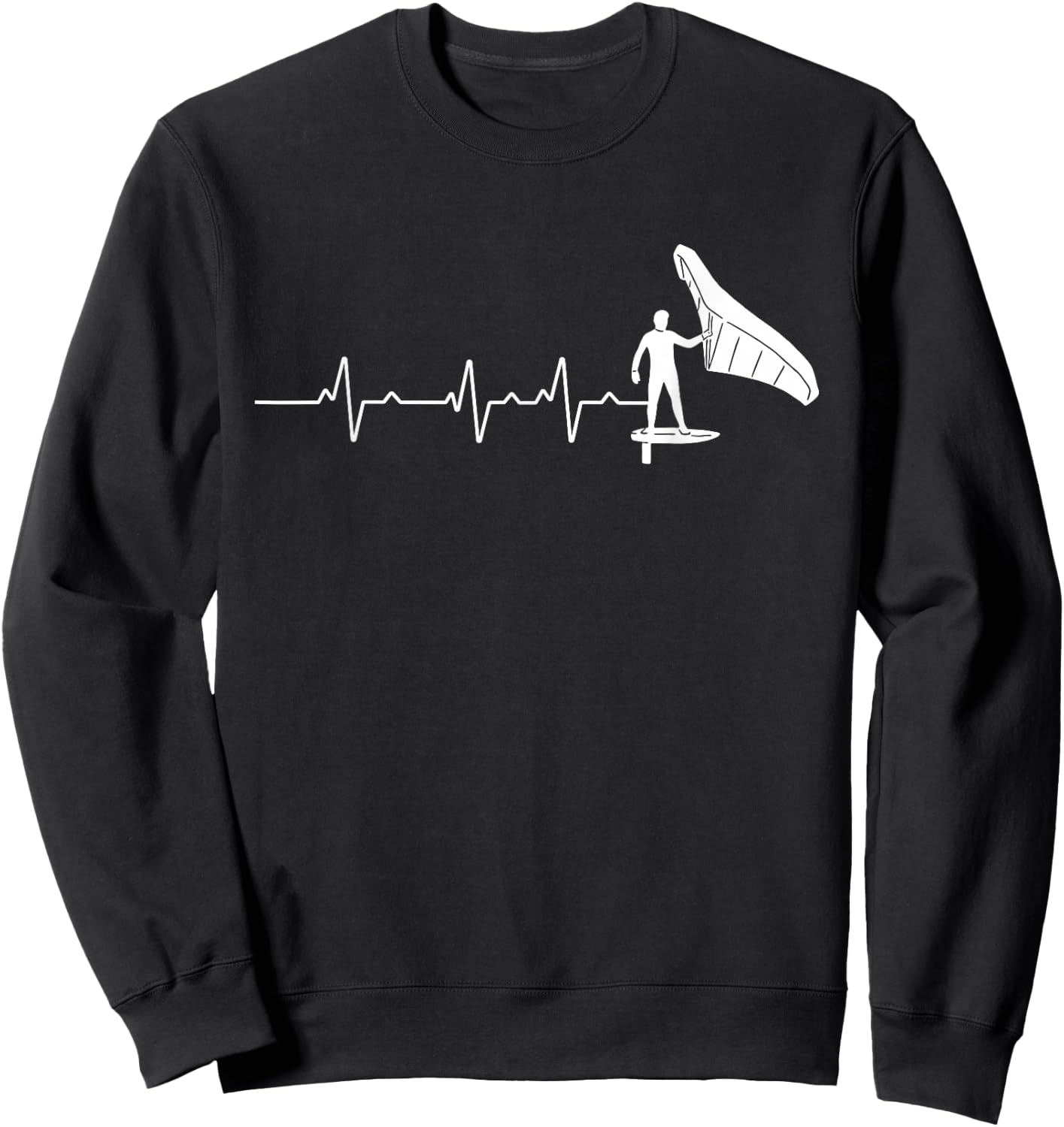 Heartbeat Heart Line Heart Rate Wing Foiling Sweatshirt - Sweatshirt | Black