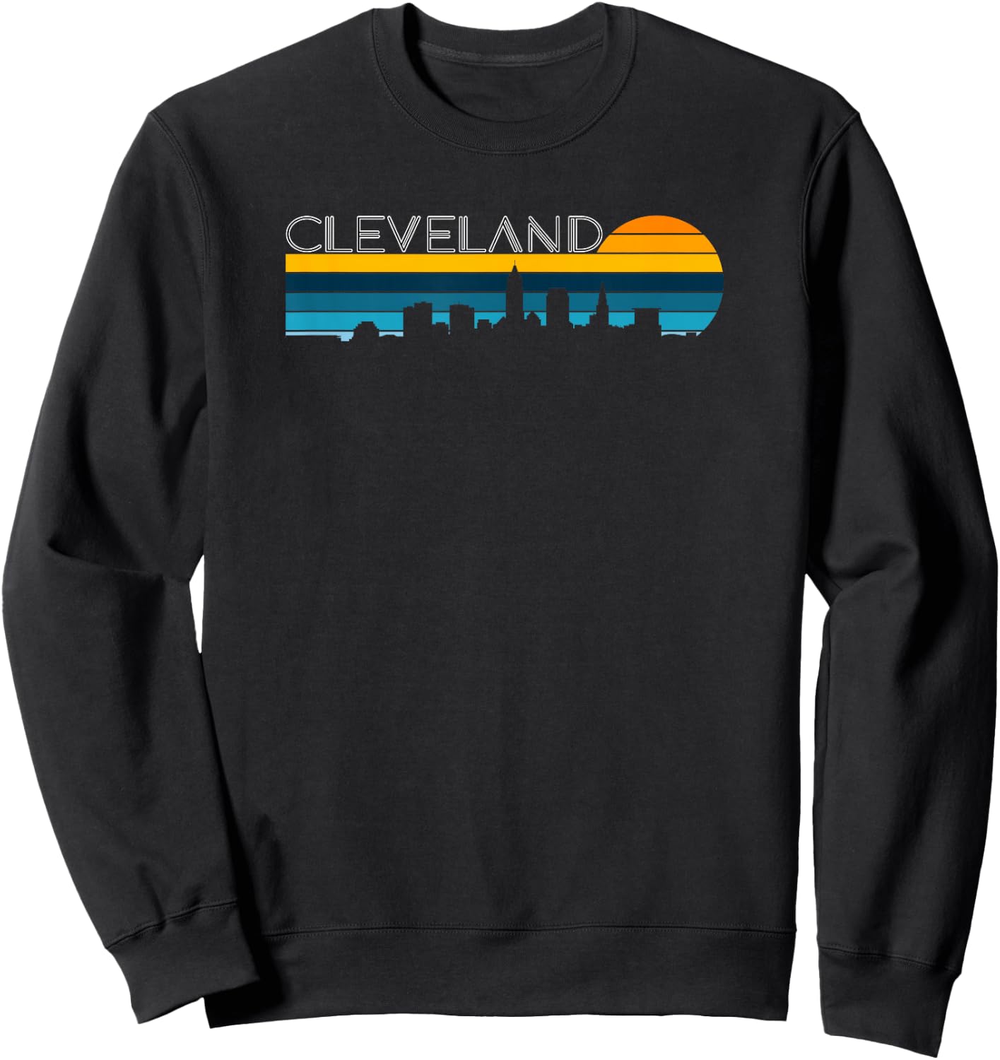 Cleveland Skyline - Vintage Retro Sunset Cleveland Cityscape Sweatshirt - Sweatshirt | Black