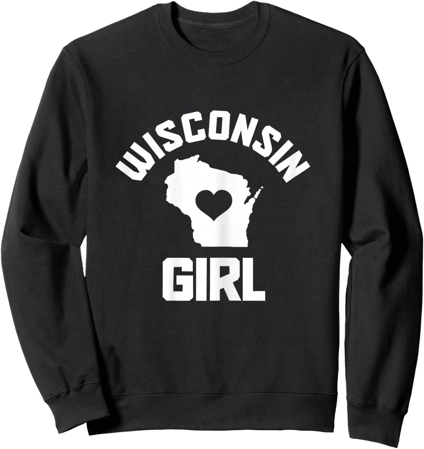 Wisconsin Girl State Map Heart Pride Vintage Sweatshirt - Sweatshirt | Black