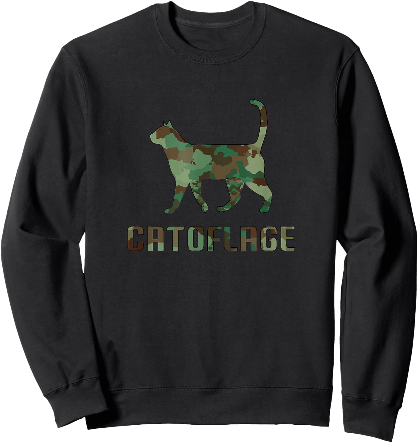 Camo Cat Catoflage Funny Cat Lover Cute Kitten Meow Cats Sweatshirt - Sweatshirt | Black