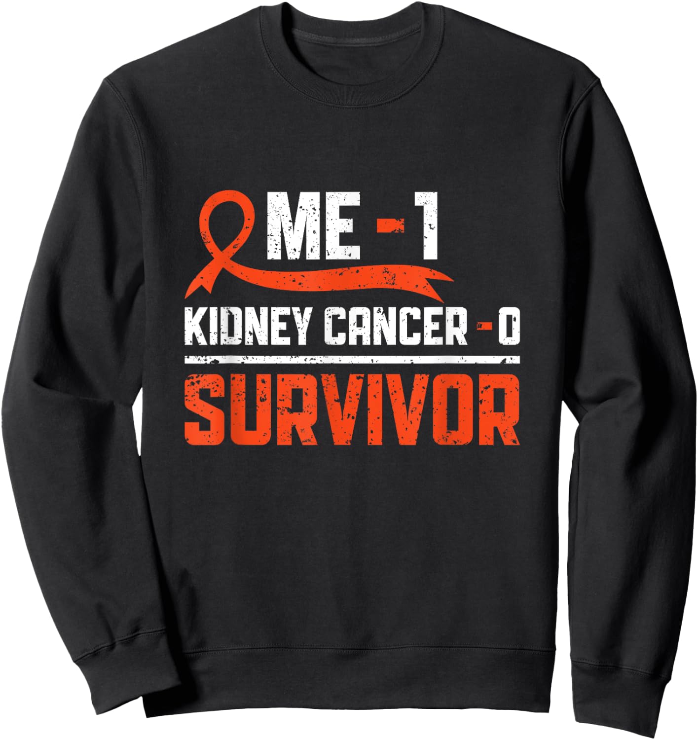 Kidney Cancer Warrior Orange Ribbon Apparel Kidney Cancer Survivor -Adults Black Short Sleeve Size 6 Regular Fit Modern Humor Sweatshirt - Sweatshirt | Black