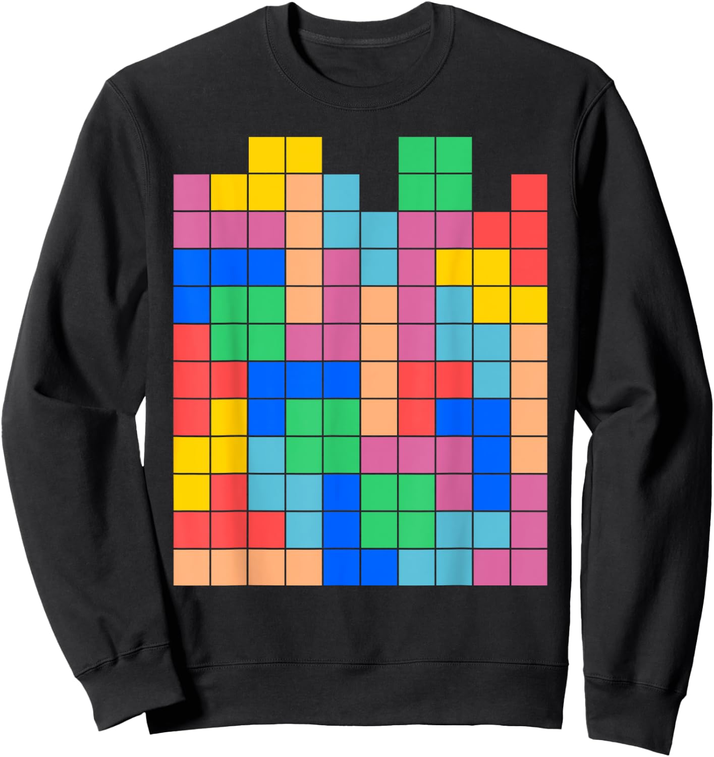Geeky Tetrominoes Block Puzzle Video Game Math Teacher Nerd Sweatshirt - Sweatshirt | Black