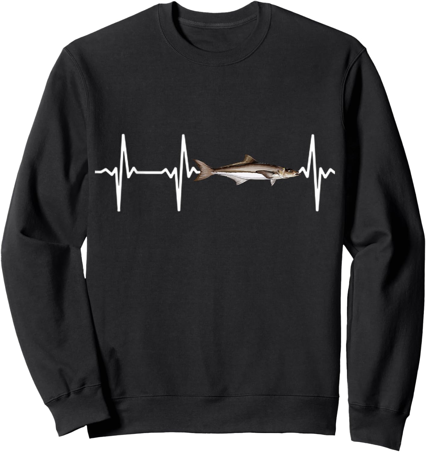 Cobia Heartbeat For Saltwater Fish Fishing Lovers Sweatshirt - Sweatshirt | Black