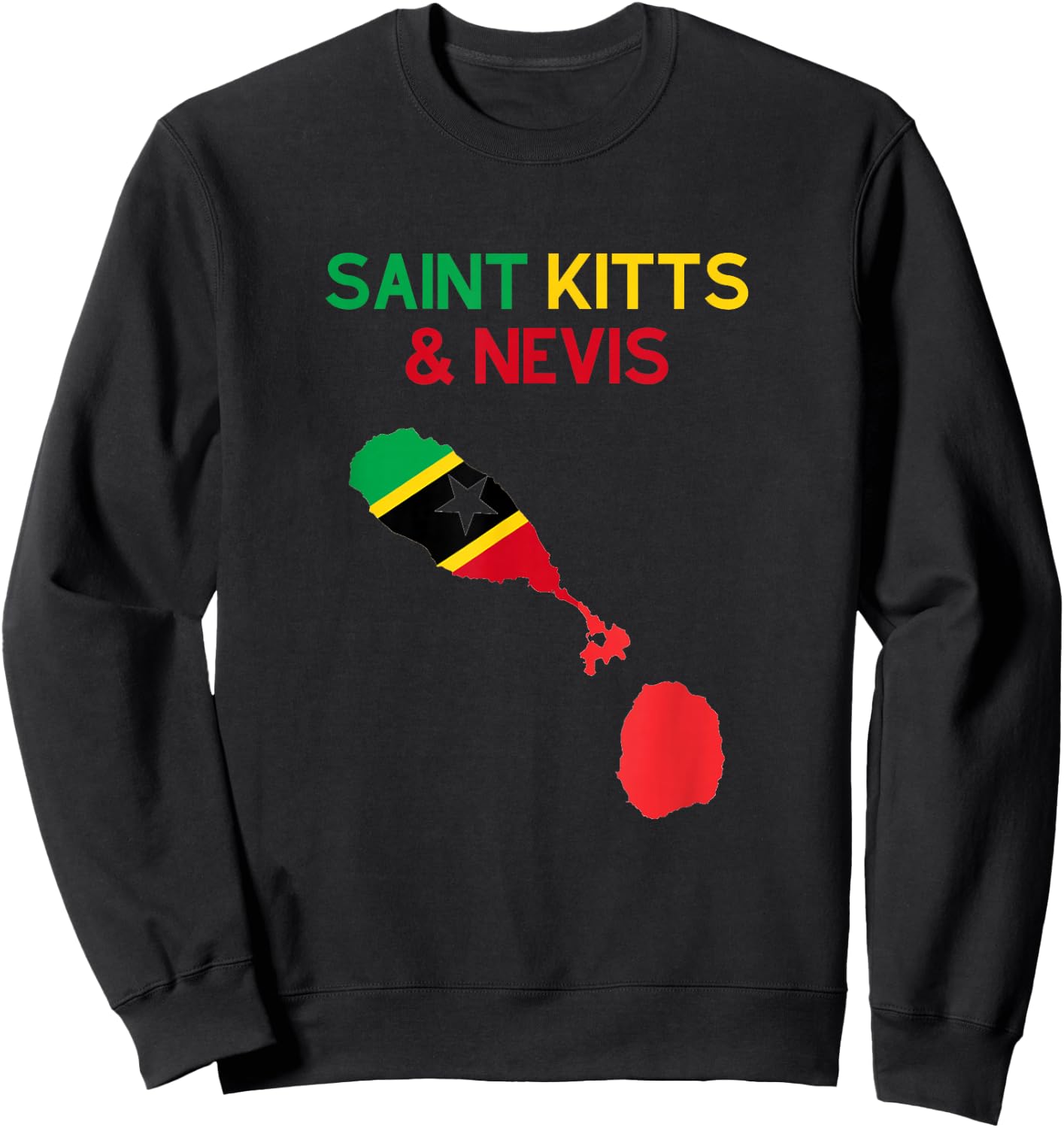 Saint Kitts & Nevis Flag and Map Sweatshirt - Sweatshirt | Black