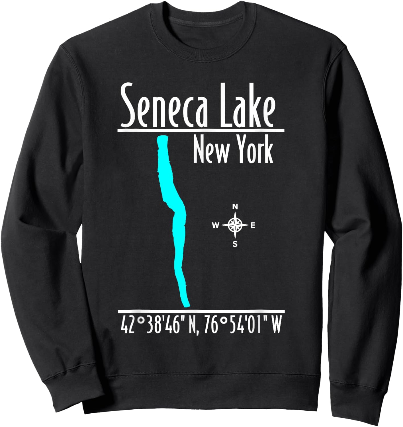 Modern Seneca Lake, New York Sweatshirt - Sweatshirt | Black