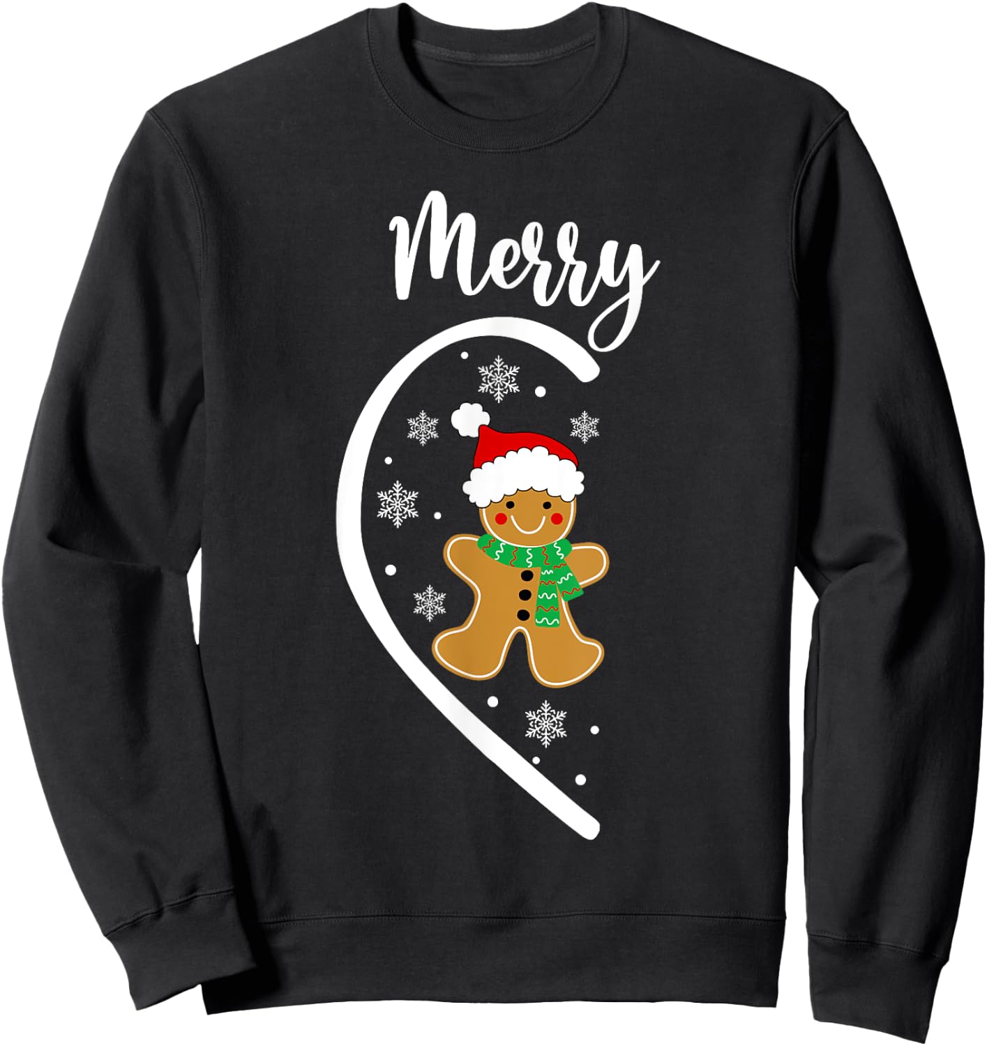 Merry Christmas Gingerbread Couple Christmas Pajama Matching Sweatshirt - Sweatshirt | Black