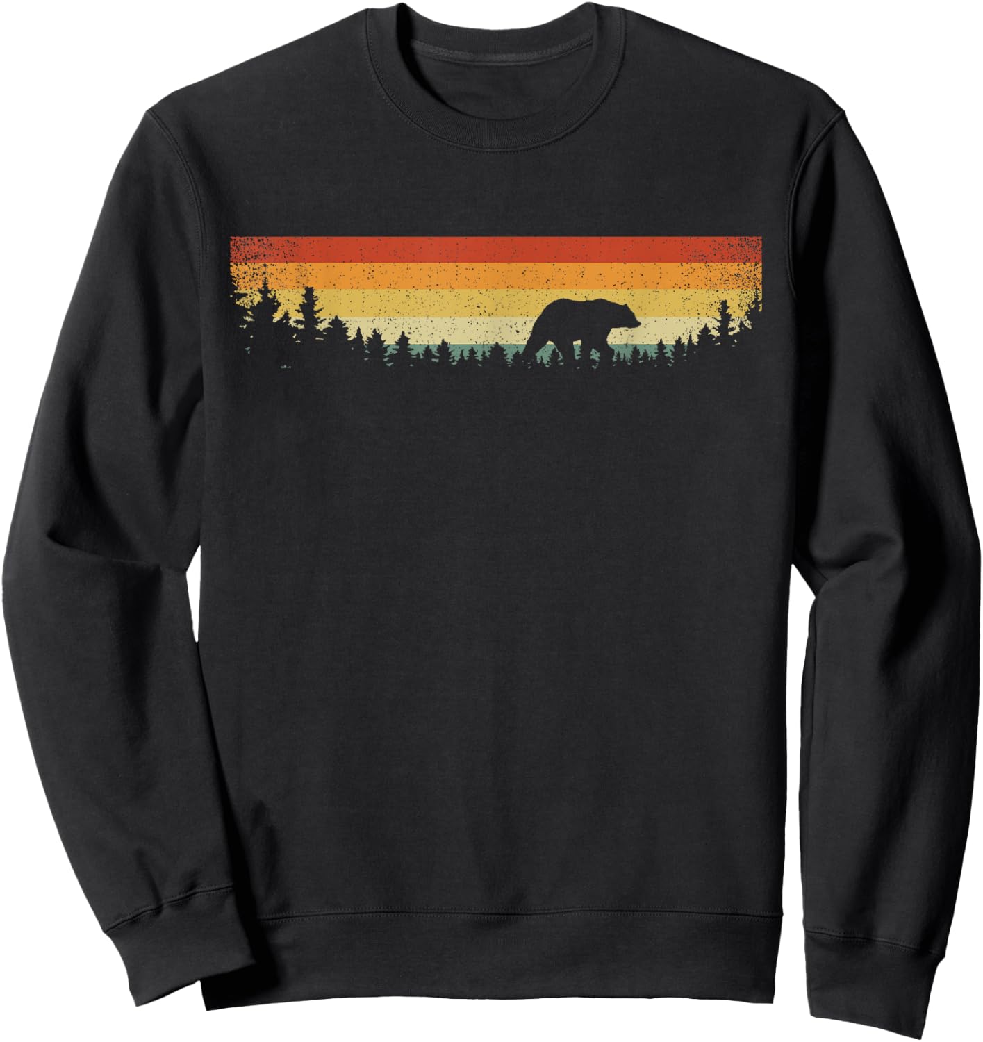 Vintage Nature Wildlife Animal Bear Trees Outdoor Forest Sweatshirt - Sweatshirt | Black