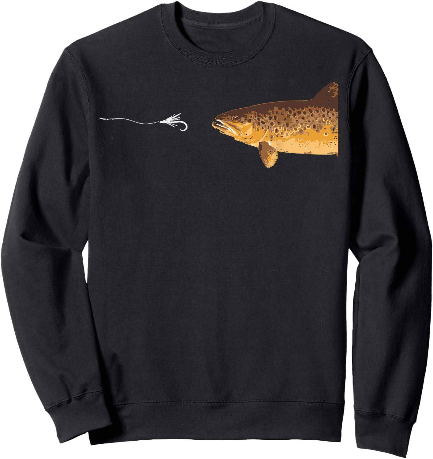 Brown Trout Fishing Hook Fisherman Angler Men Women Kids Sweatshirt - Sweatshirt | Black