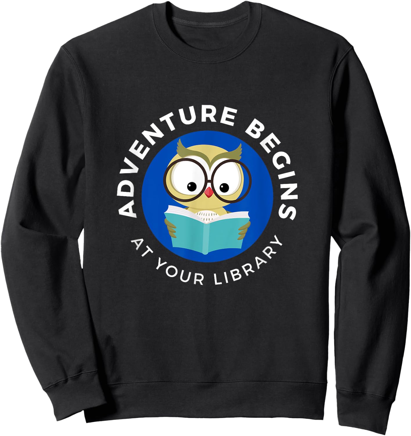 Adventure Begins Here Summer Reading 2024- Owl reading Sweatshirt - Sweatshirt | Black