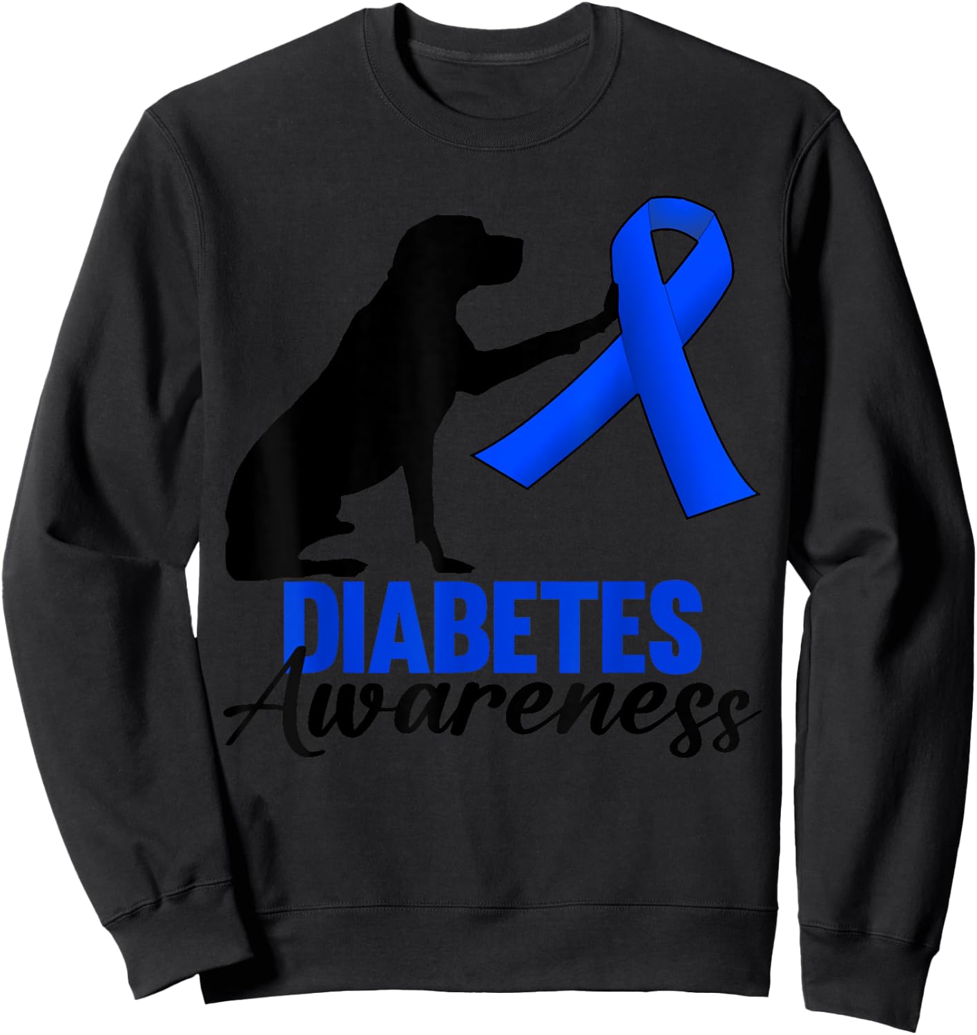 Type 1 Type 2 Diabetic Dog Lovers T1D T2D Diabetes Awareness Men Women Sweatshirt - Sweatshirt | Black