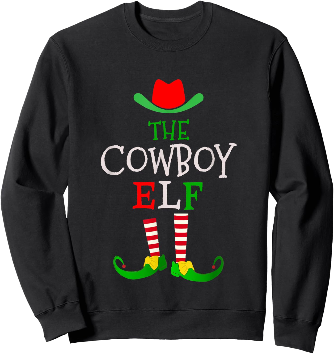 Christmas Matching Outfits for Holiday Party The Cowboy Elf Sweatshirt - Sweatshirt | Black