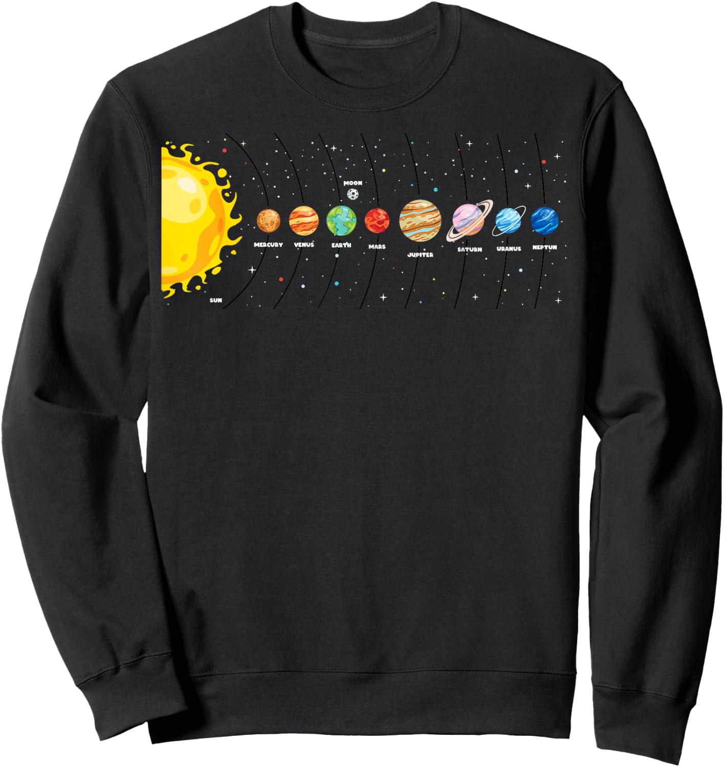 Solar System Galaxy Solar System Graphic Astronomy Sweatshirt - Sweatshirt | Black