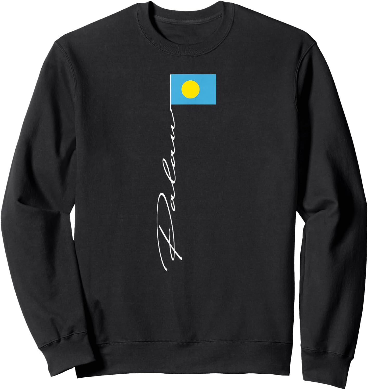 Palau Signature Flag Pole Patriotic Palau Flag Sweatshirt - Sweatshirt | Black