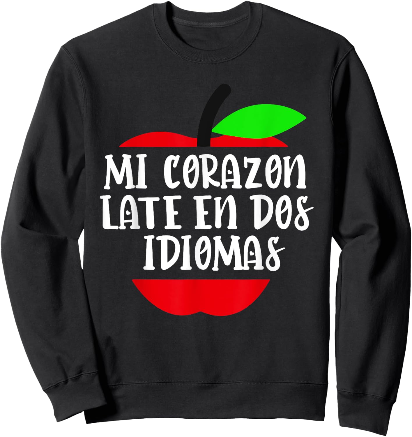 Mi Corazon Late En Dos Idiomas Spanish Teacher Bilingual Kid Sweatshirt - Sweatshirt | Black